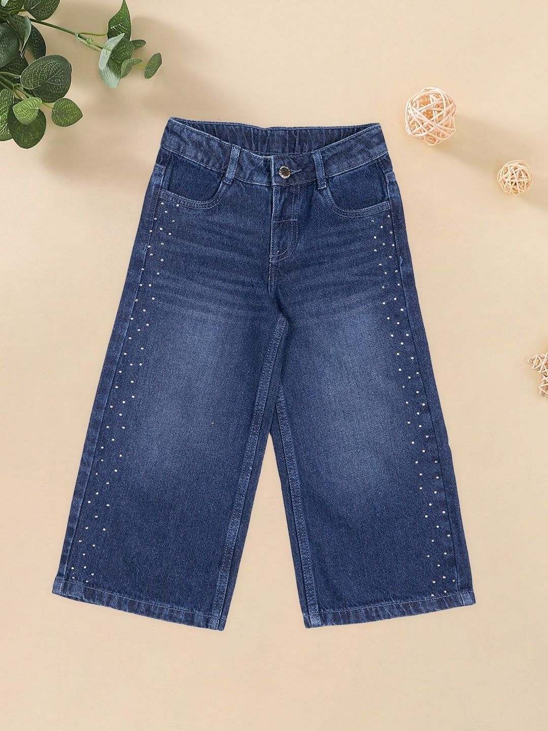 Pantaloons Junior Girls Wide Leg Mid-Rise Light Fade Jeans-picture-37