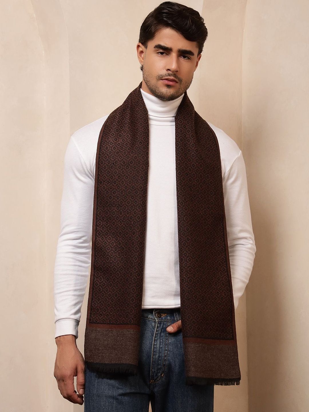 HANDICRAFT PALACE Men Patterned Merino Wool Mufflers-picture-49