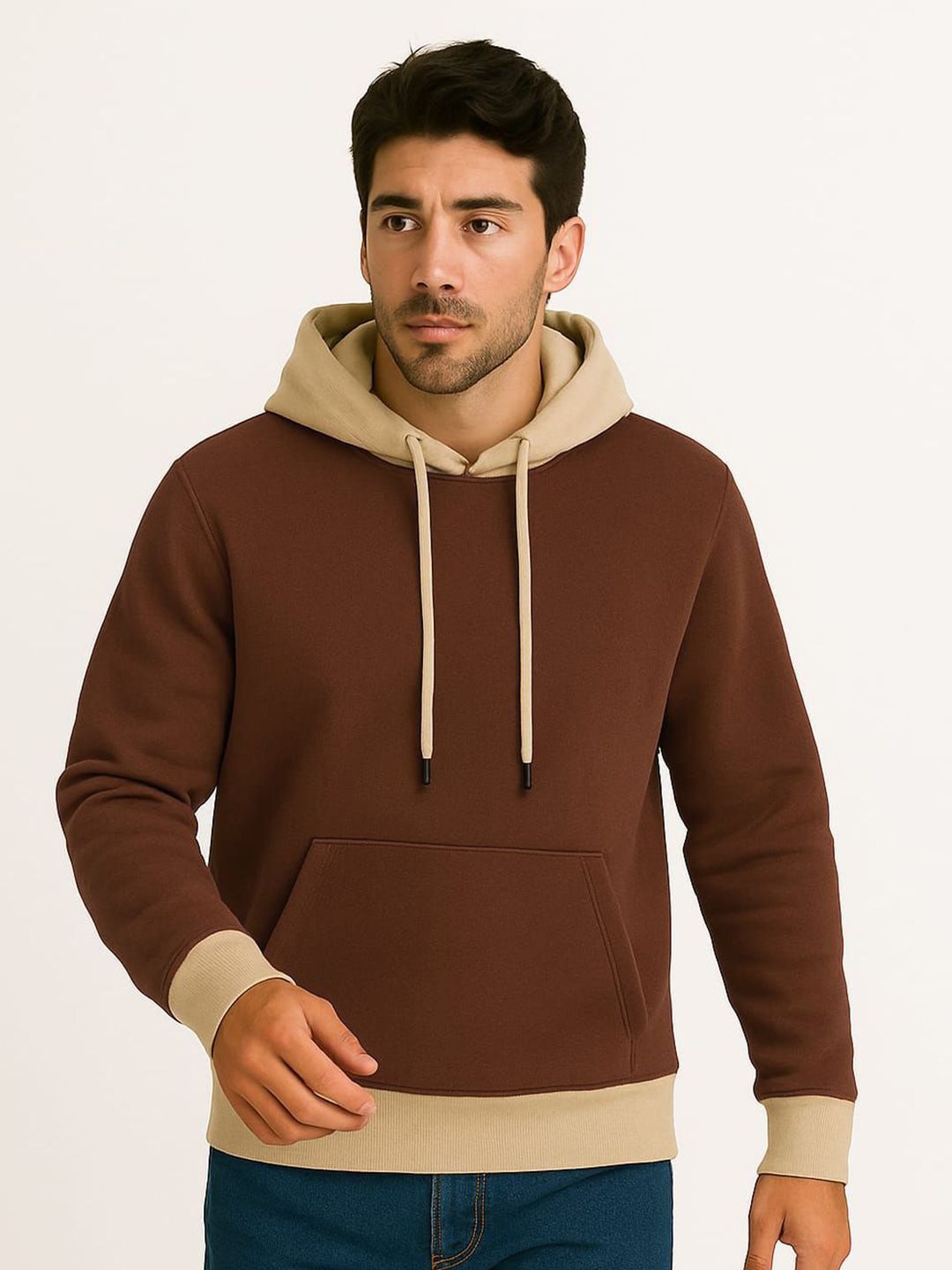 TQH Men Colourblocked Full Sleeves Hooded Pullover Sweatshirt-picture-18