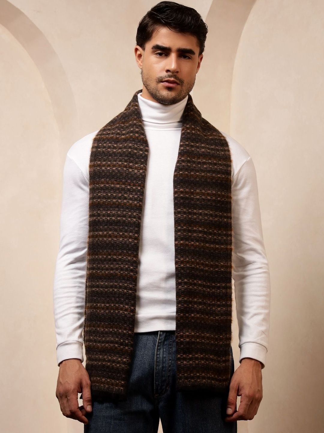HANDICRAFT PALACE Men Striped Merino Wool Mufflers-picture-48