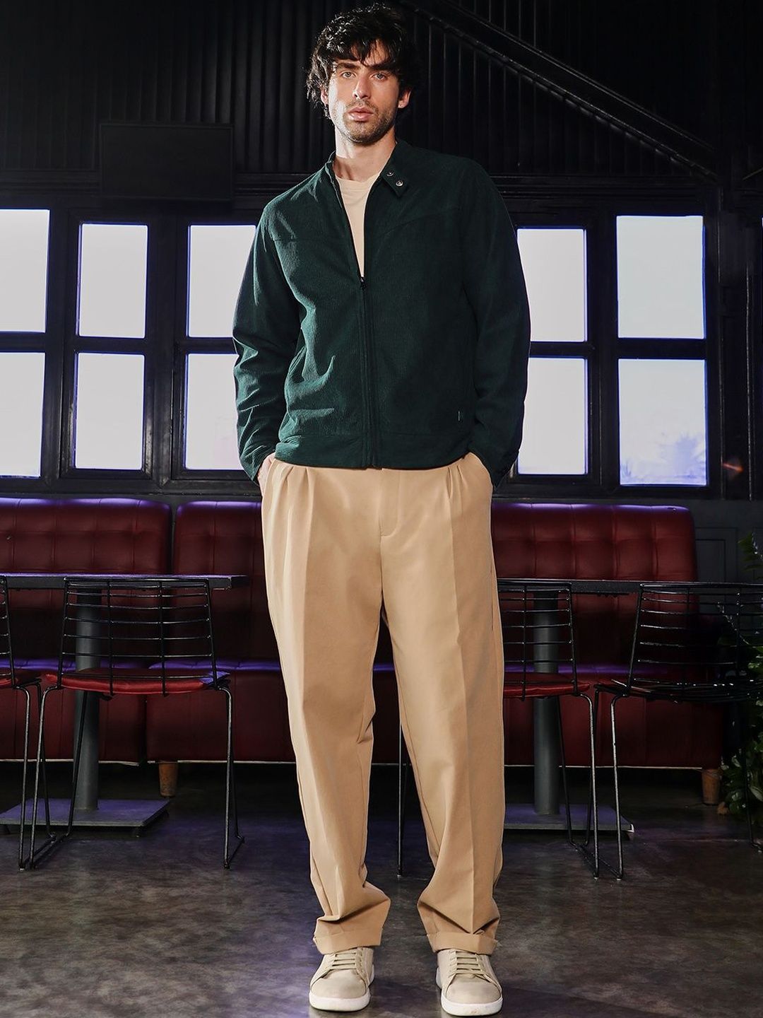 Campus Sutra Men Corduroy Lightweight Bomber Jacket-image-28