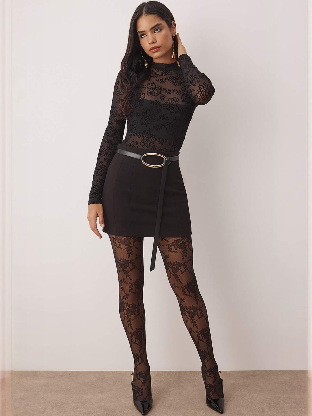 Trendyol Floral Self Design High Neck Bodysuit-picture-32