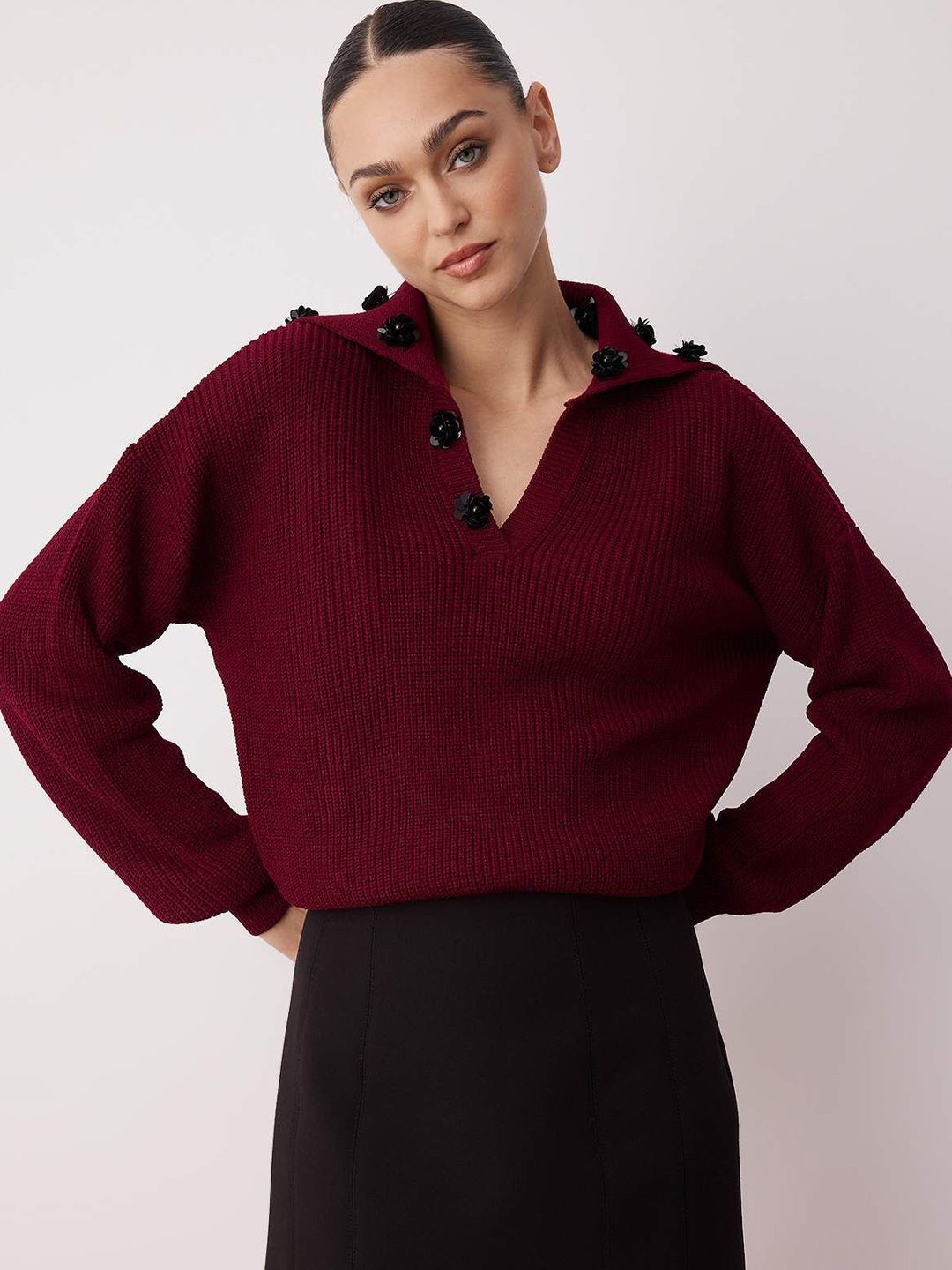 Trendyol Women Ribbed Pullover with Applique Detail-picture-46