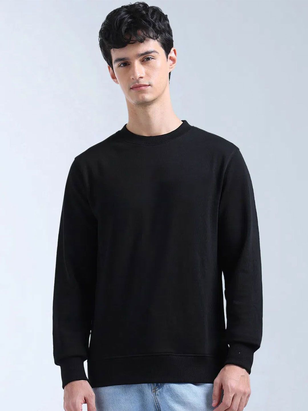 SZN Men Solid Ribbed Pullover Sweatshirt-picture-17