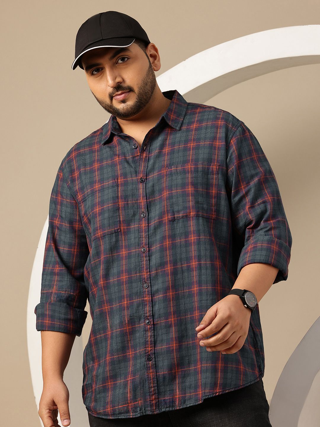 Sztori Plus Size Tartan Checked Pure Cotton Casual Shirt-picture-41