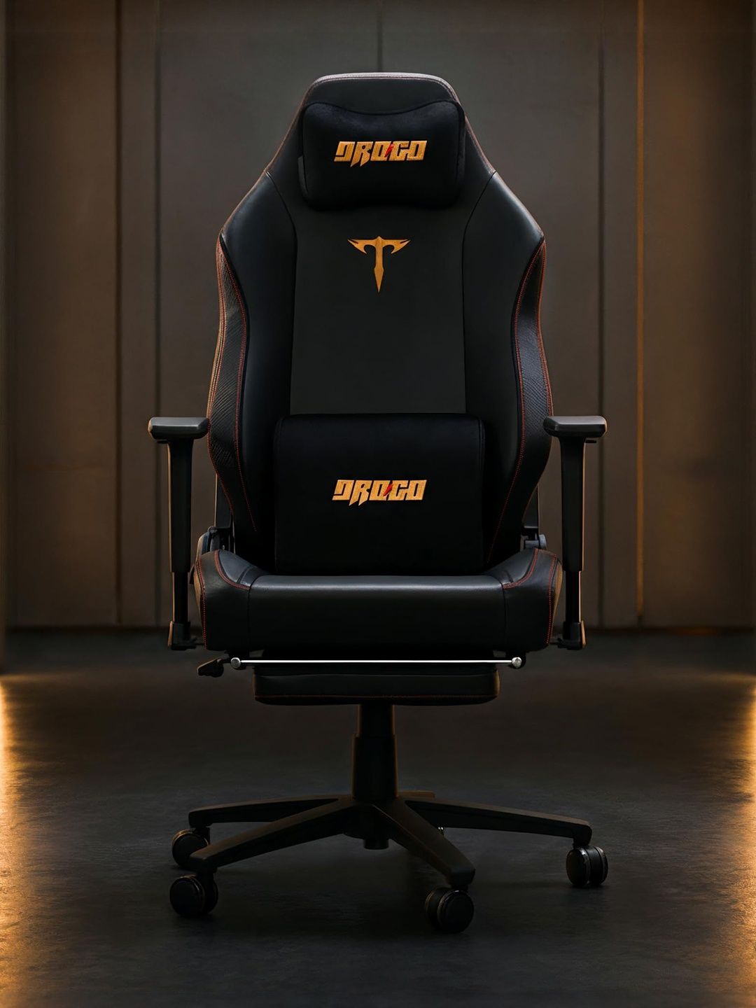 DROGO Black & Yellow 360 Degree Rotation Backrest Adjustable Durable Leather Gaming Chair