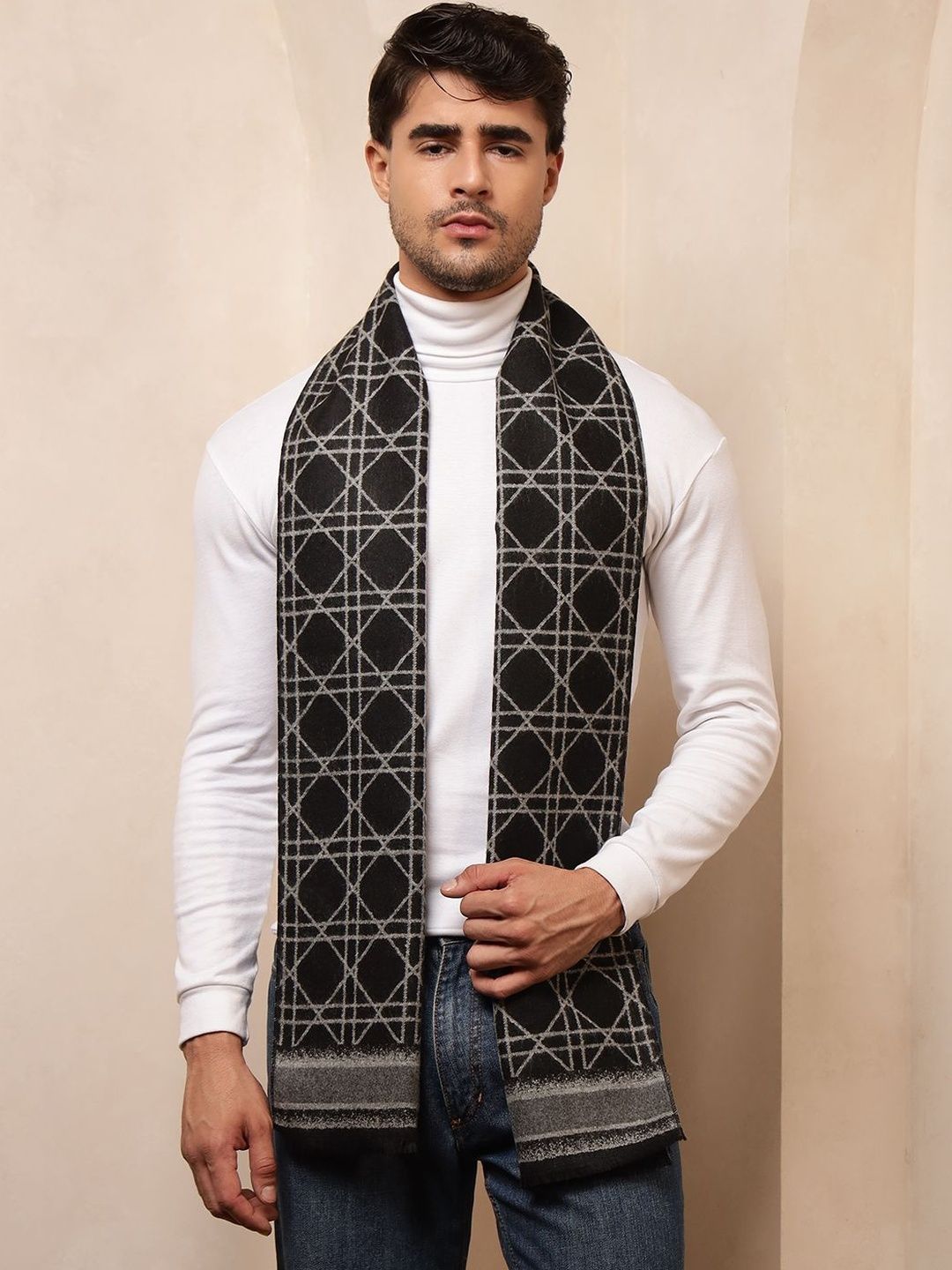 HANDICRAFT PALACE Men Checked Merino Wool Mufflers-picture-33
