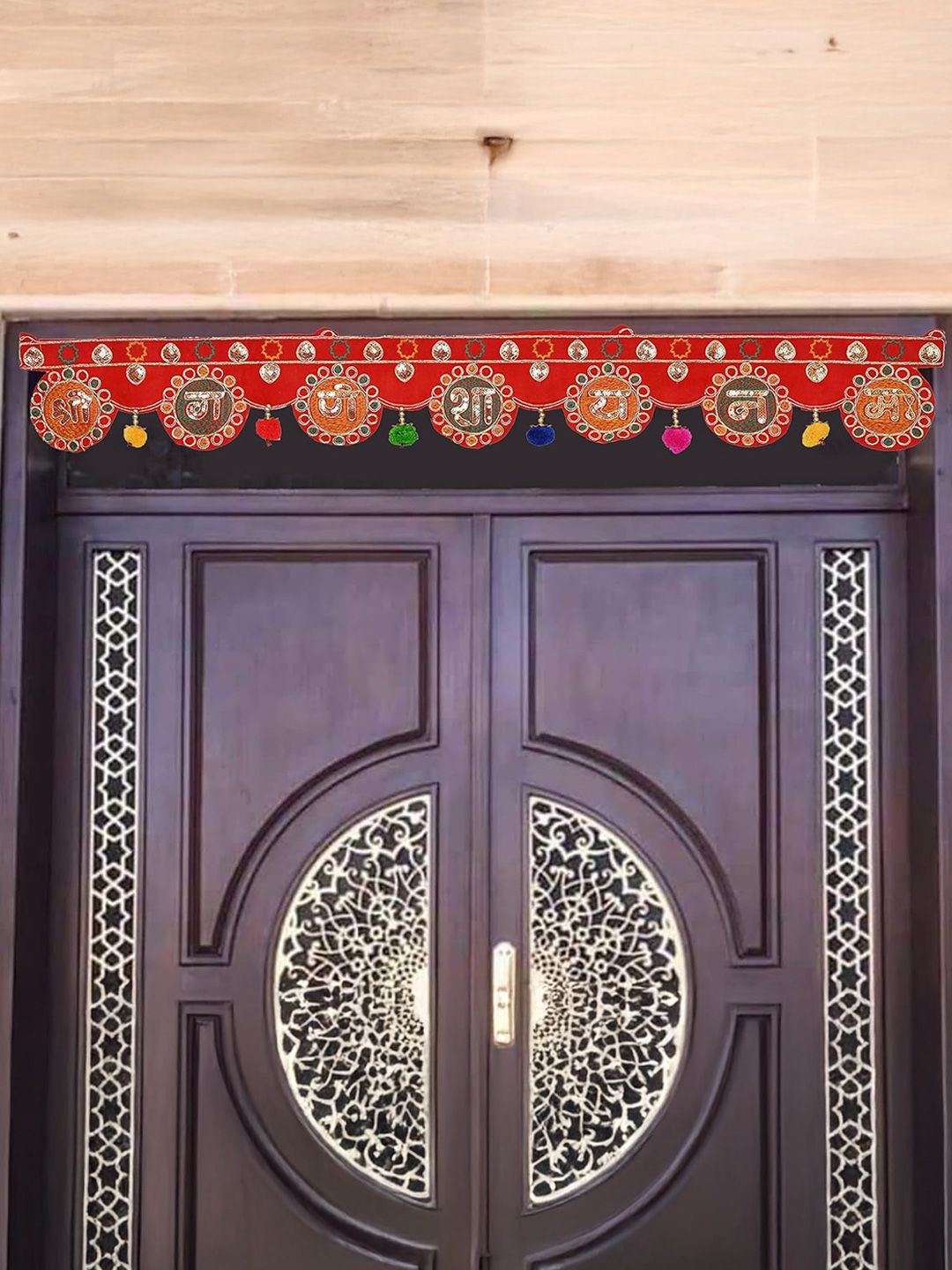 CraftVatika Red & Green Embellished Door Bandhanwar
