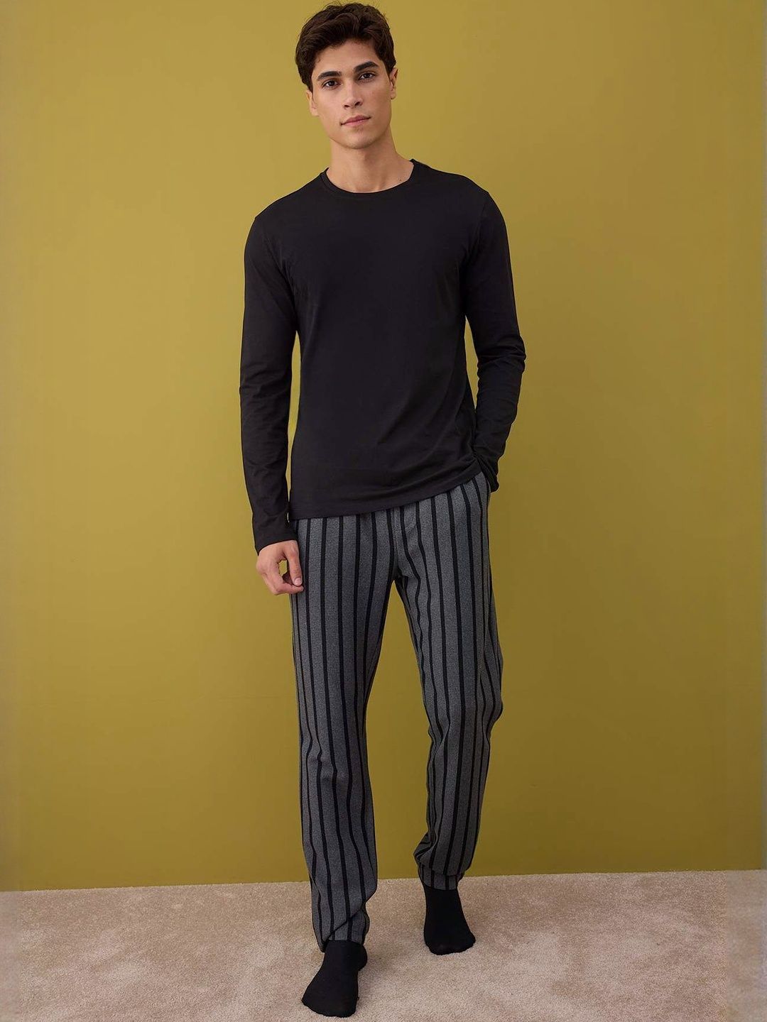 Trendyol Men Striped T-shirt & Pyjamas Night suit-image-37