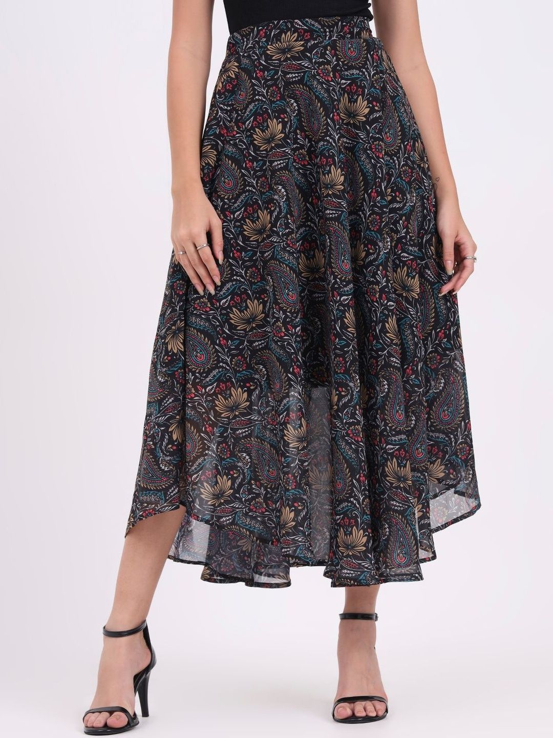 CHARMGAL Floral Printed Flared Maxi Skirt-picture-55