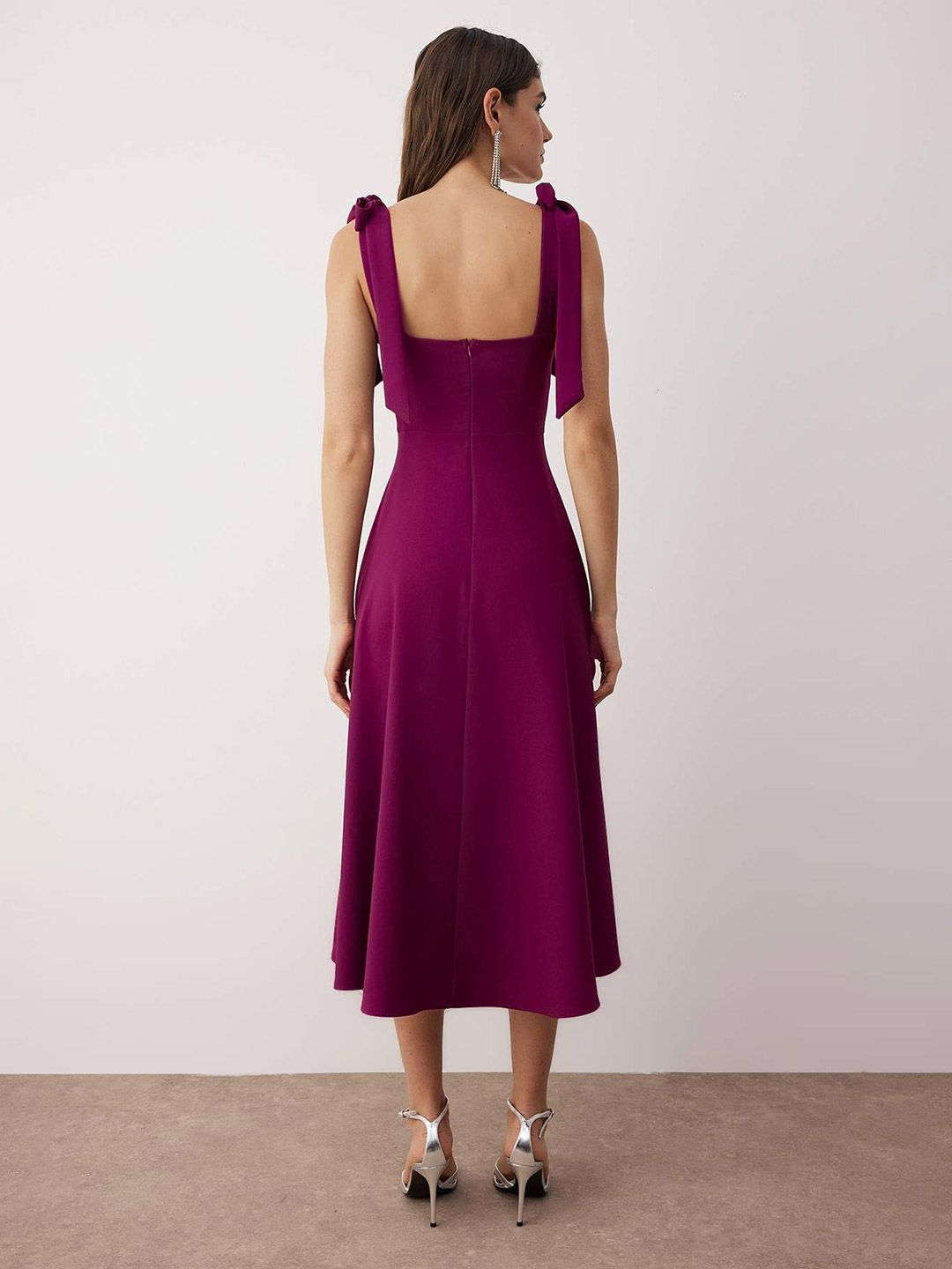 Trendyol Tie-Up Shoulder Straps Fit & Flare Midi Dress view 2