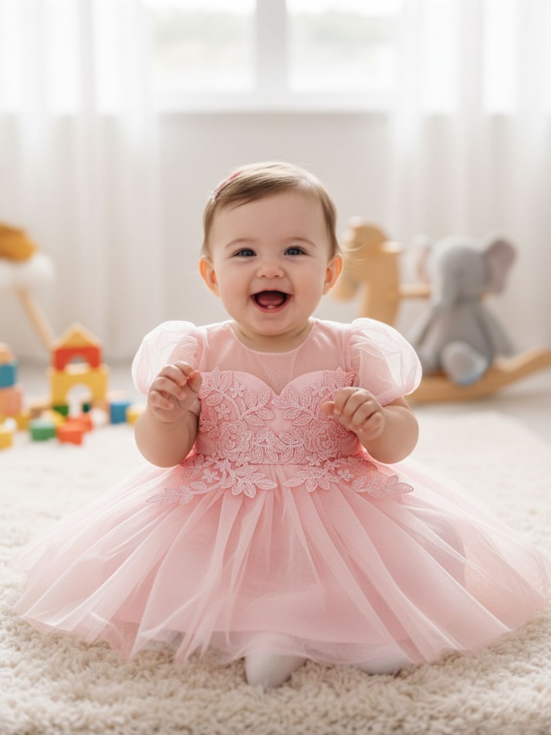 YK Girls Floral Embroidered Fit & Flare Dress-picture-52