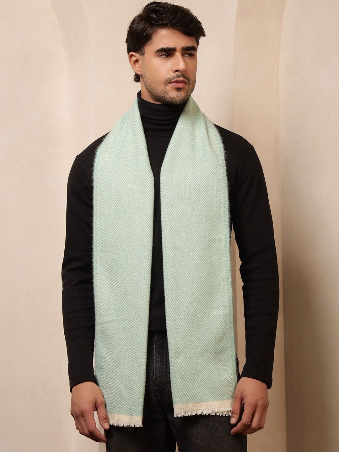 HANDICRAFT PALACE Men Patterned Merino Wool Mufflers-picture-42