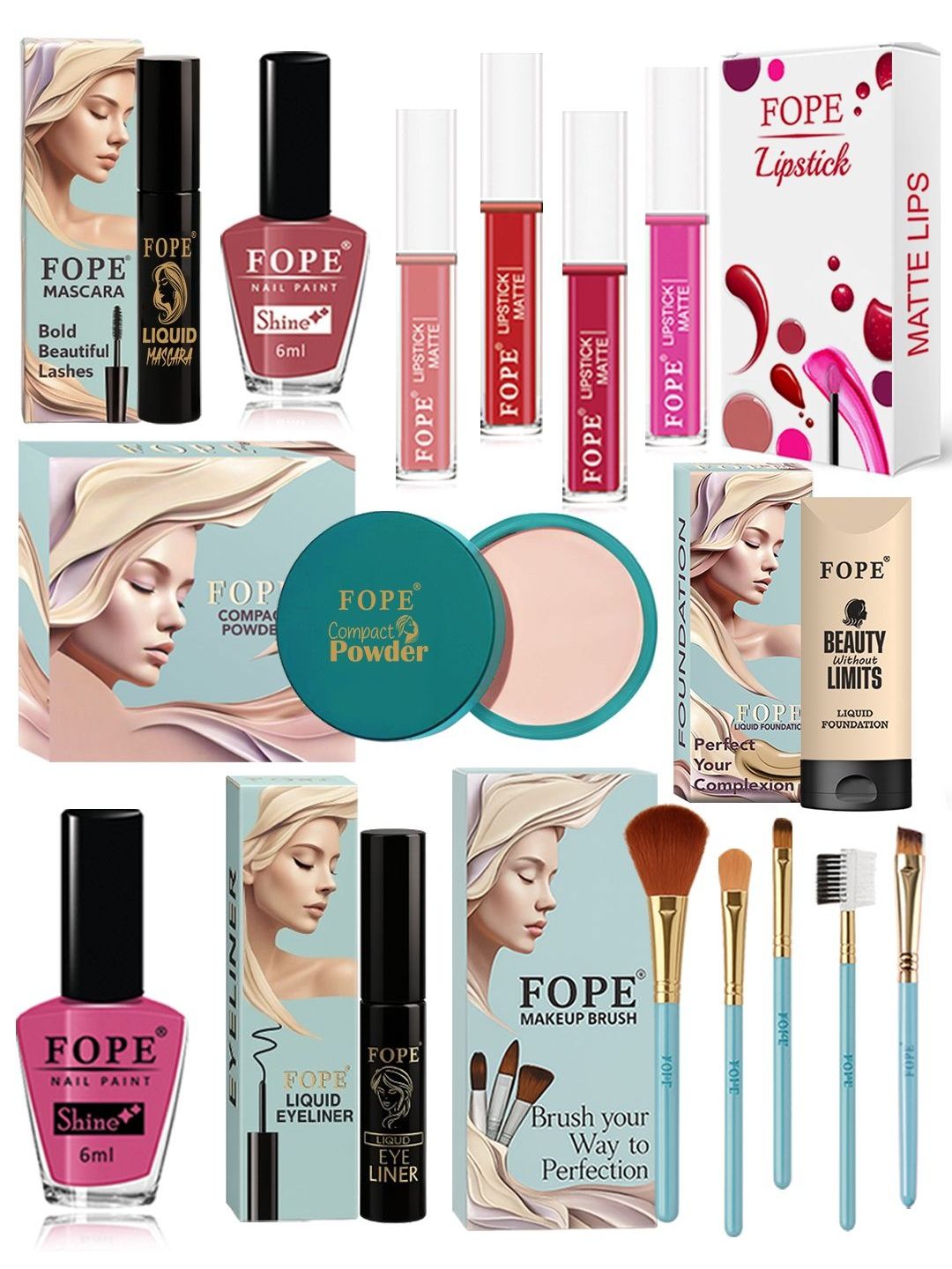 FOPE Set Of 15 All In One Long Lasting Bridal Glow Makeup Combo-image-12