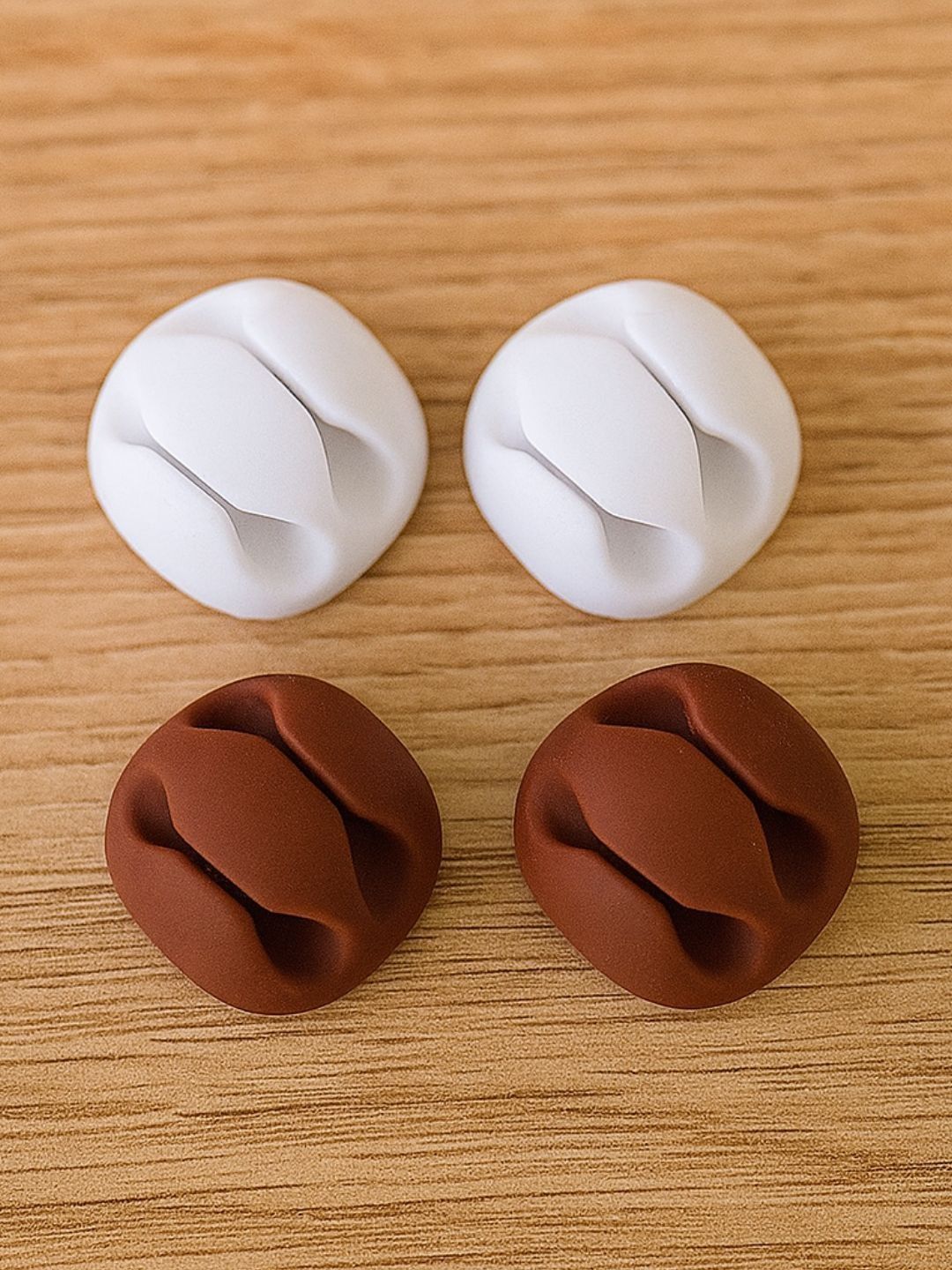 TASKHOUSE White & Brown 4 Pieces Adhesive Cable Clips Holders-image-43