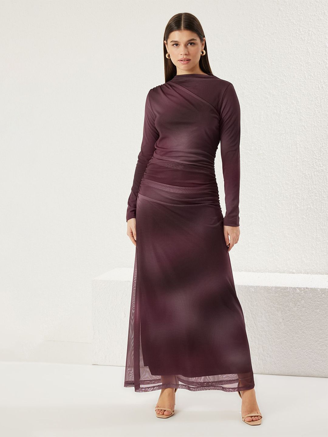 Trendyol Women Ombre Dyed Round Neck Long Sleeve Sheath Maxi Dress-picture-26