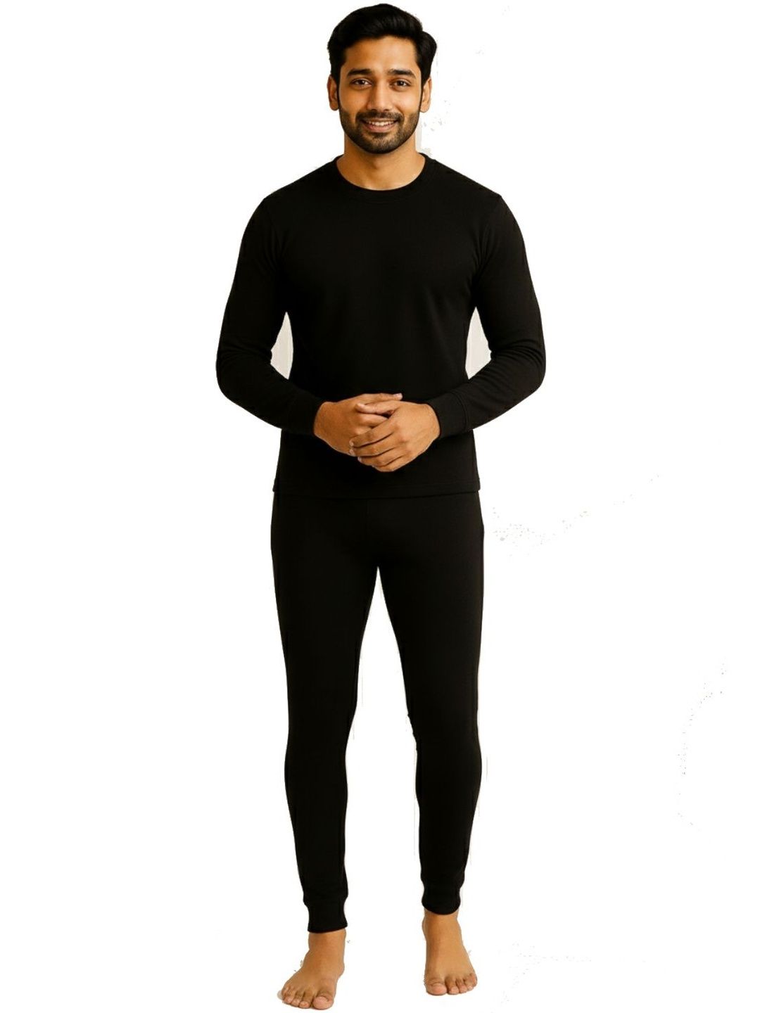 HAUNKY Men Round Neck Striped Thermal Set-picture-50