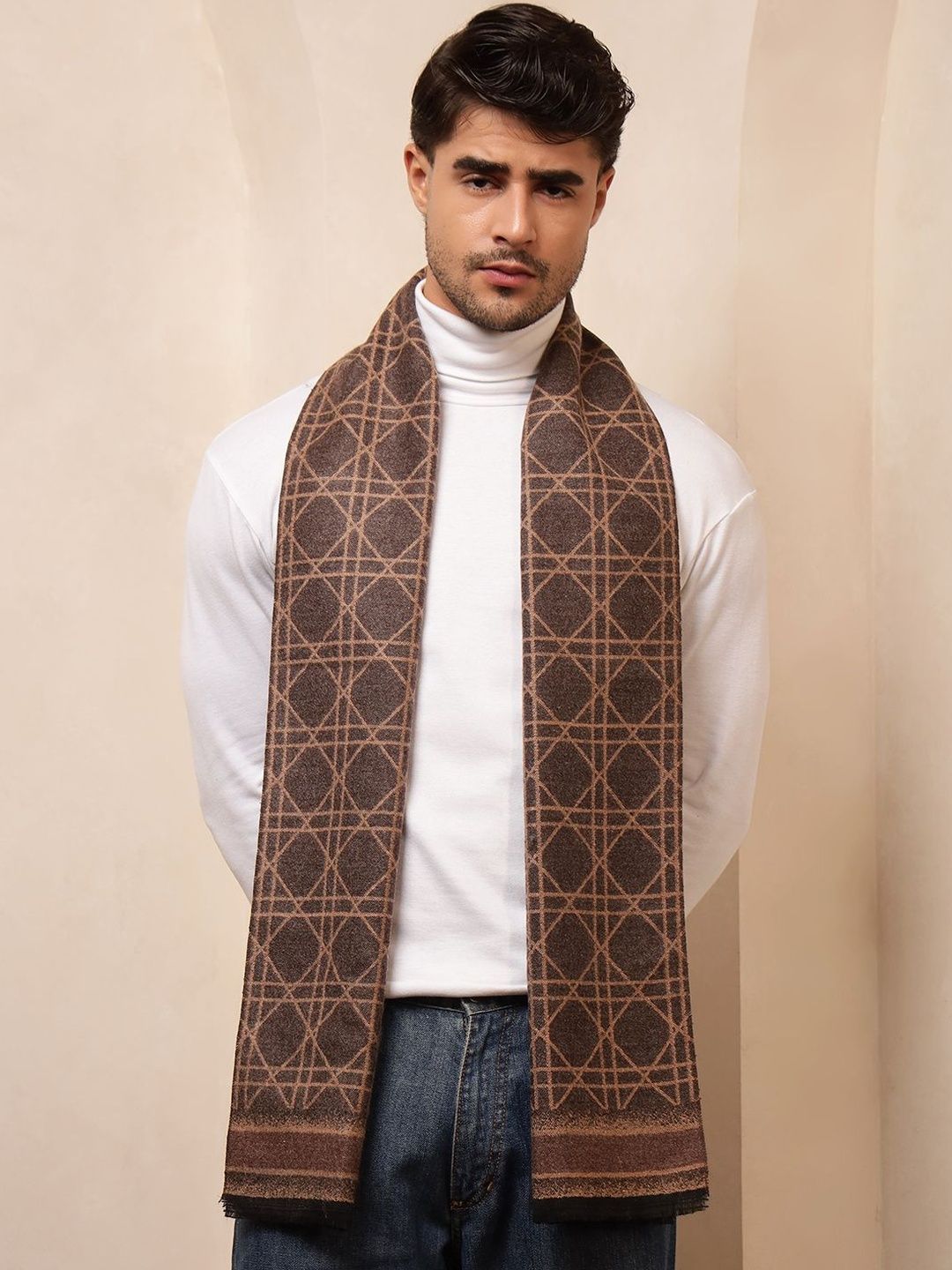 HANDICRAFT PALACE Men Checked Reversible Merino Wool Mufflers-picture-16
