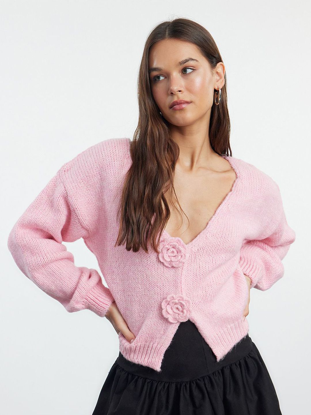 Trendyol Pudra Women Ribbed Sweaterwith Applique Detail-picture-53