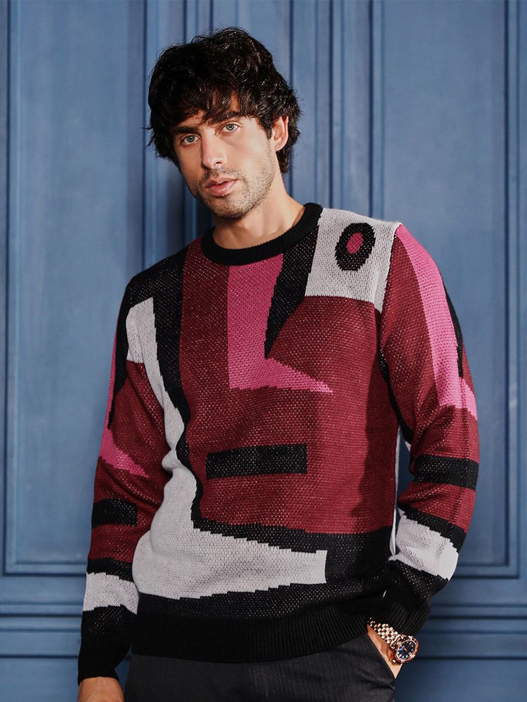 cahoot Campus Sutra Men Colourblocked Pullover-picture-36