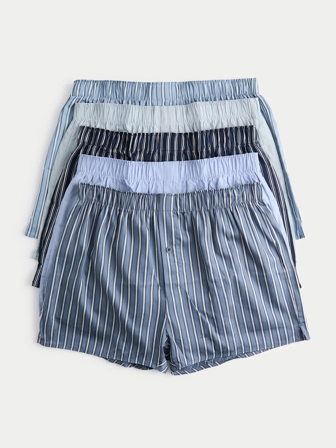 Marks & Spencer Men Pack Of 5 Striped Pure Cotton Boxers-picture-22