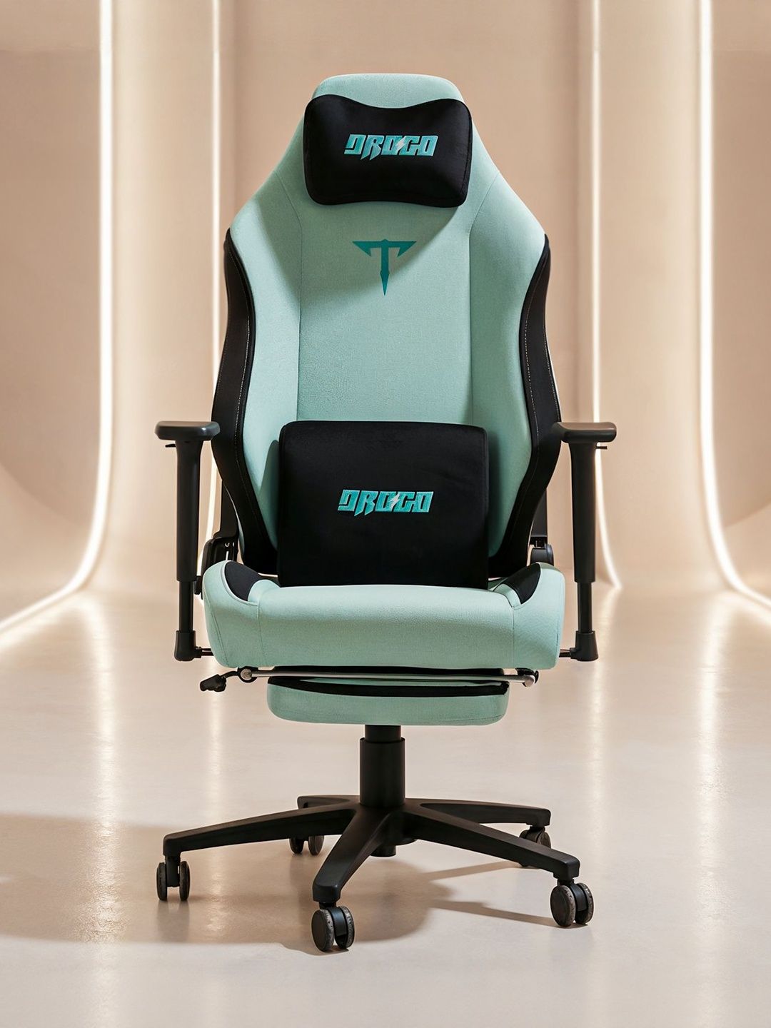 DROGO Titan Green & Black Color-Blocked Ultra Ergonomic Gaming Chair With Headrest Pillow