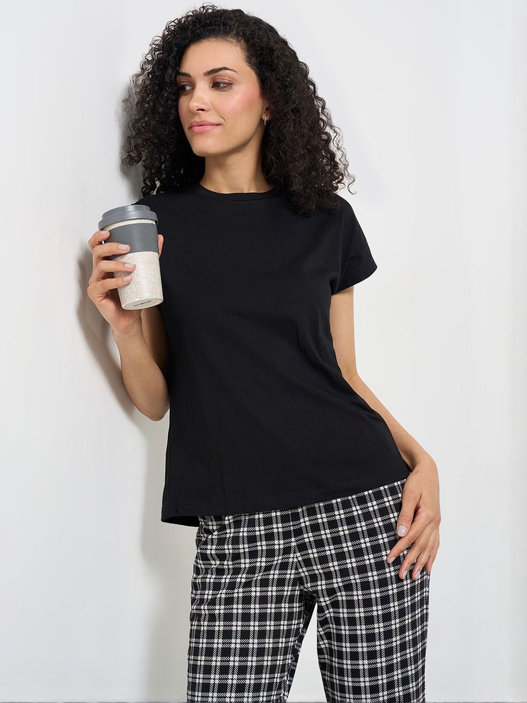 Dreamz by Pantaloons Women Round Neck Short Sleeves Lounge Tshirts-image-36