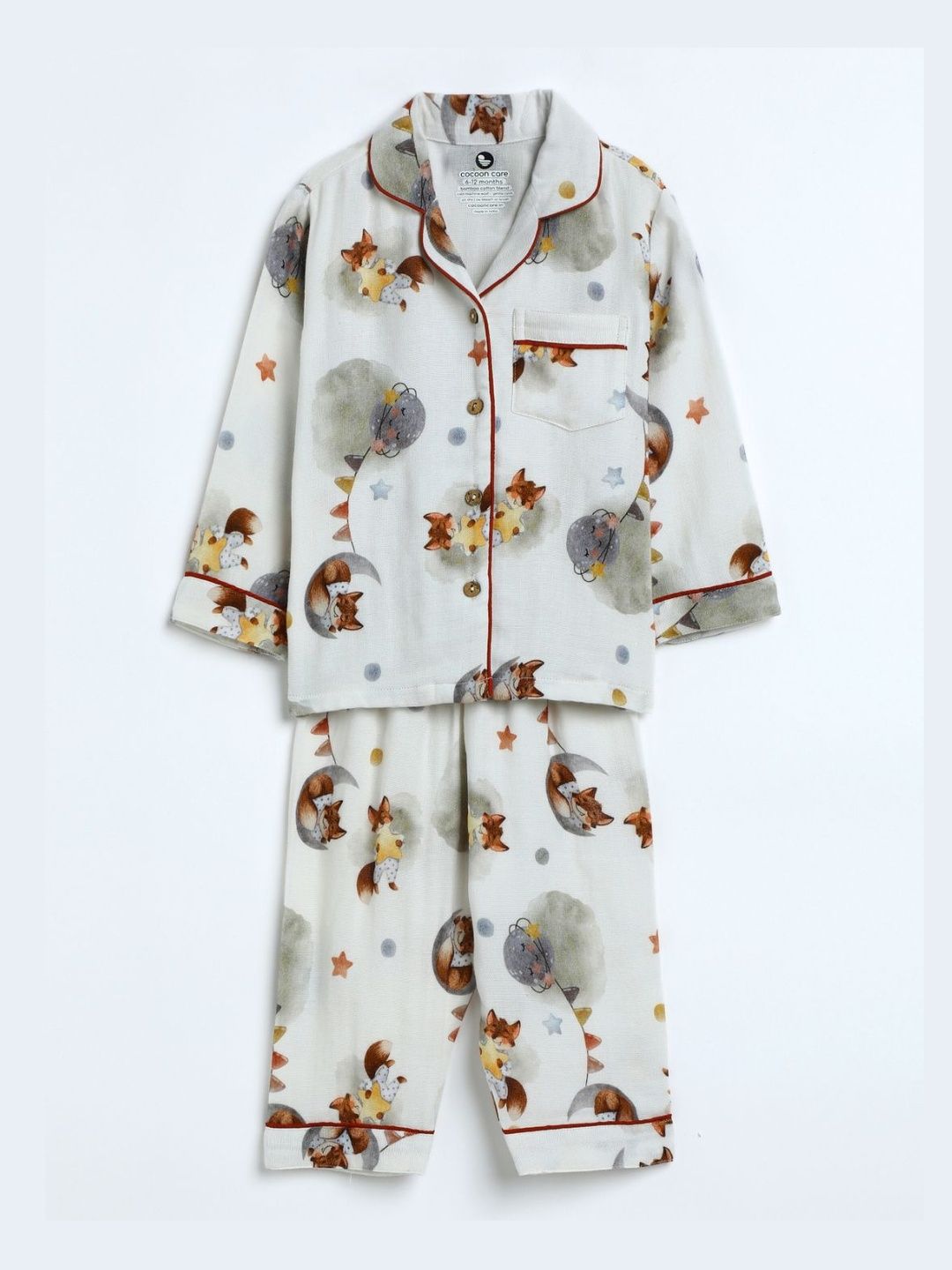 cocoon care Kids Printed Lapel Collar Night suit-picture-14