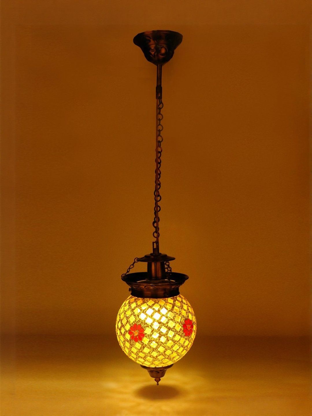 1ST TIME White & Brown Textured Bell Shaped Hanging Ceiling Lamp-image-33