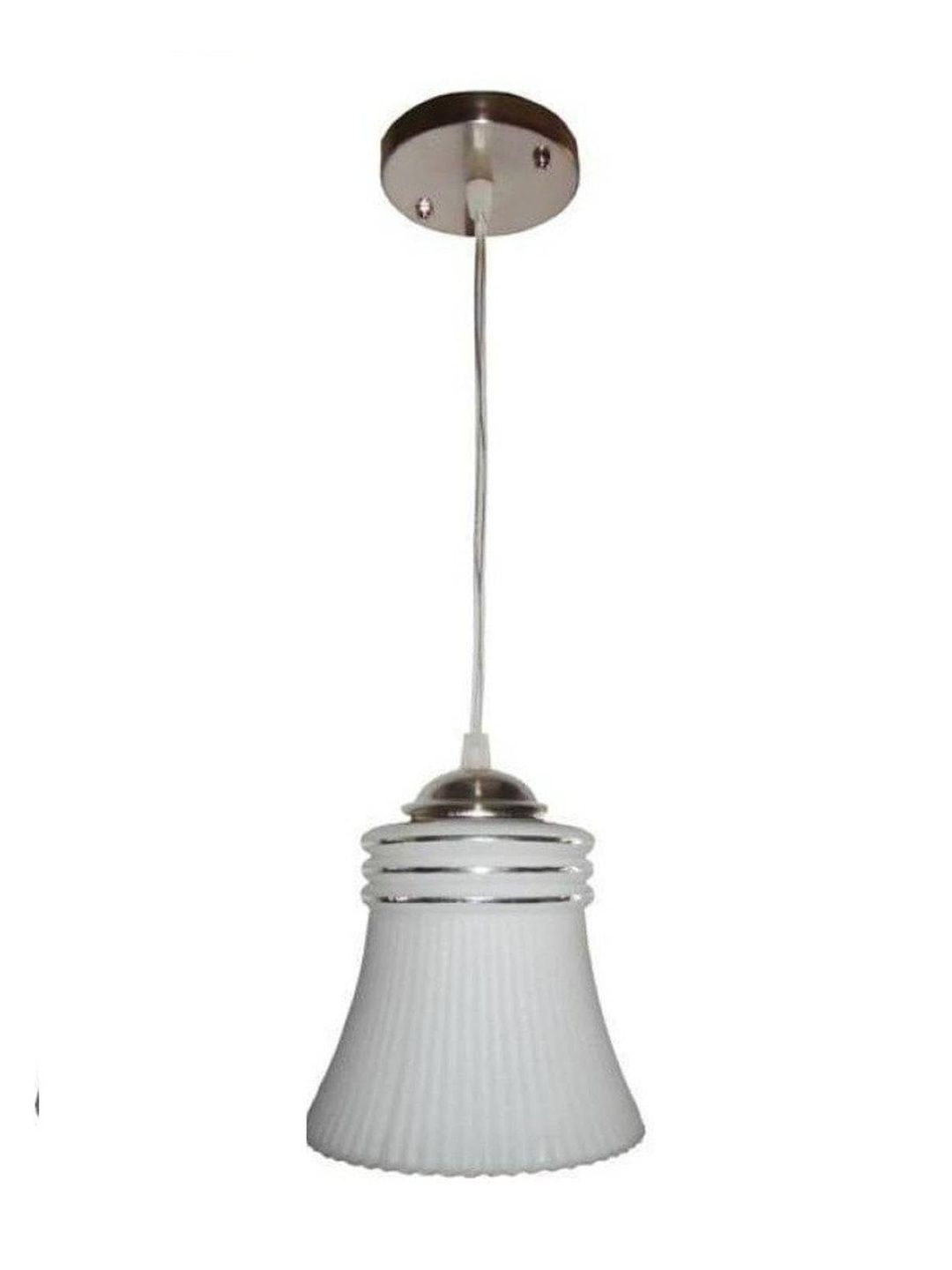 1ST TIME White & Silver-Toned Textured Bell Shaped Hanging Ceiling Lamp-image-15