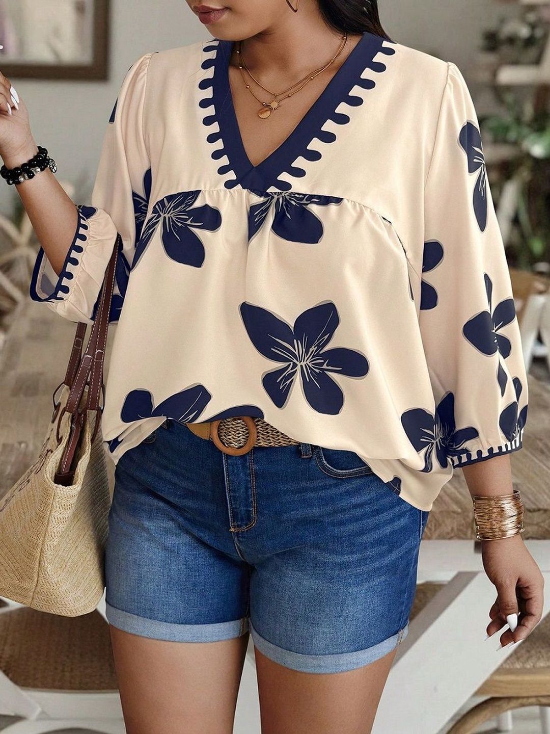 ANUTTARA FASHIONS Women V-Neck Floral Print Top-picture-50
