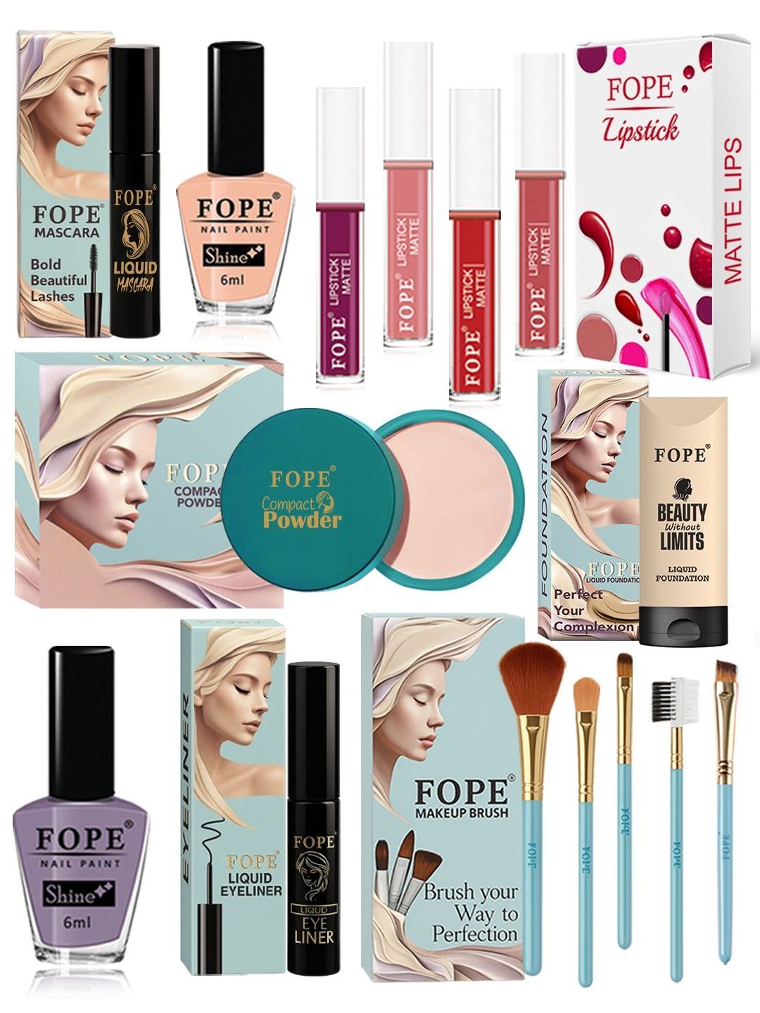 FOPE Set Of 15 All In One Long Lasting Glam Makeup Combo-image-30