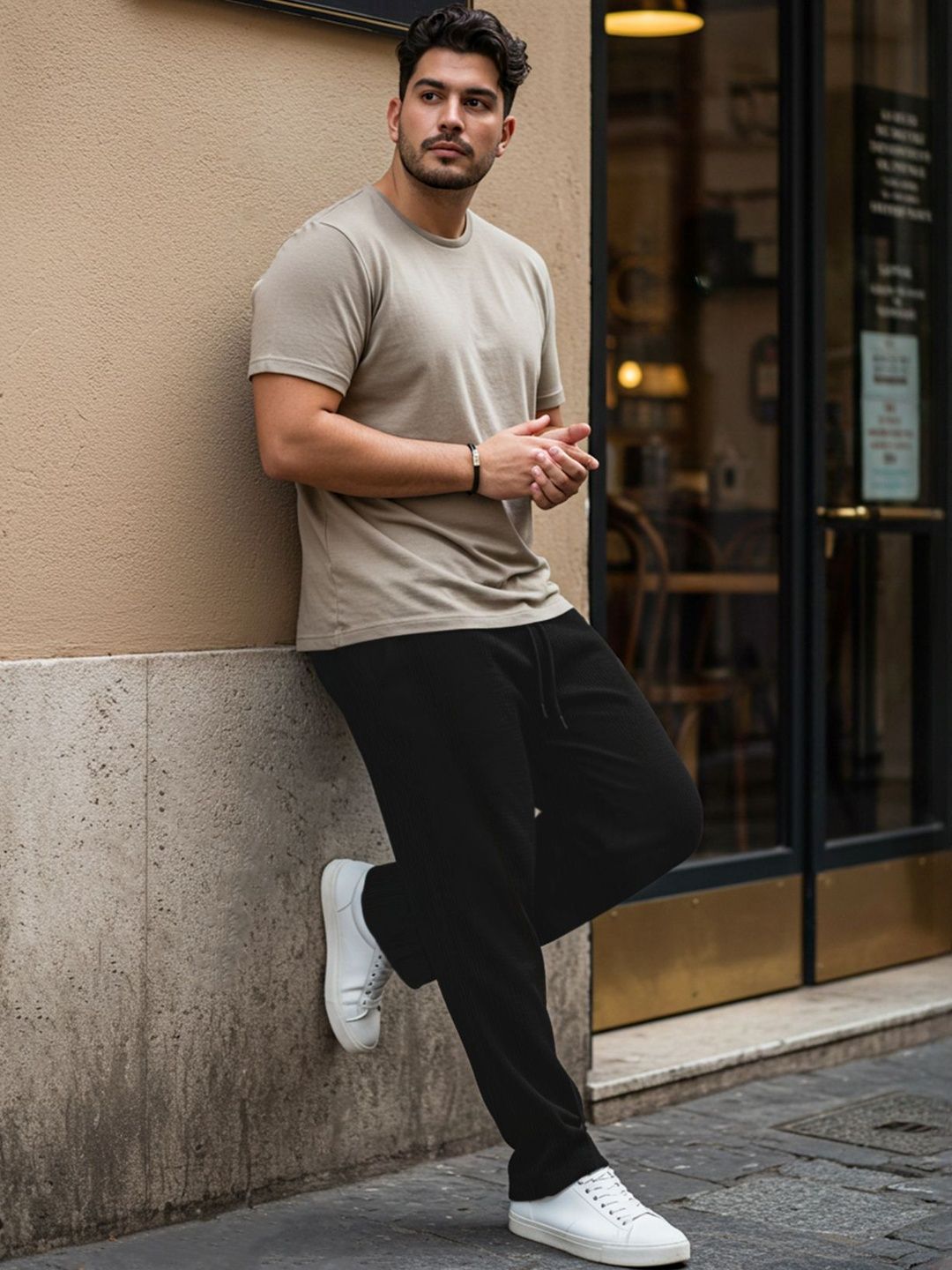 Trendyol Men Cotton Mid-Rise Lounge Pants-image-43