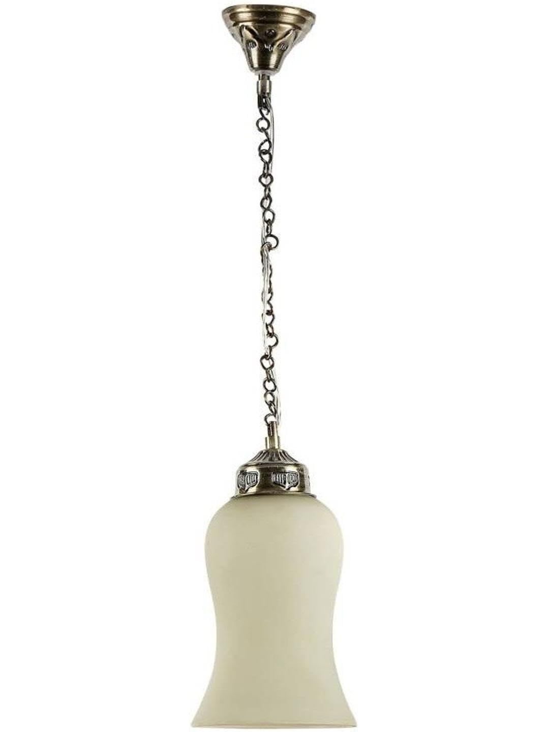1ST TIME White & Silver-Toned Textured Bell Shaped Hanging Ceiling Lamp-image-21