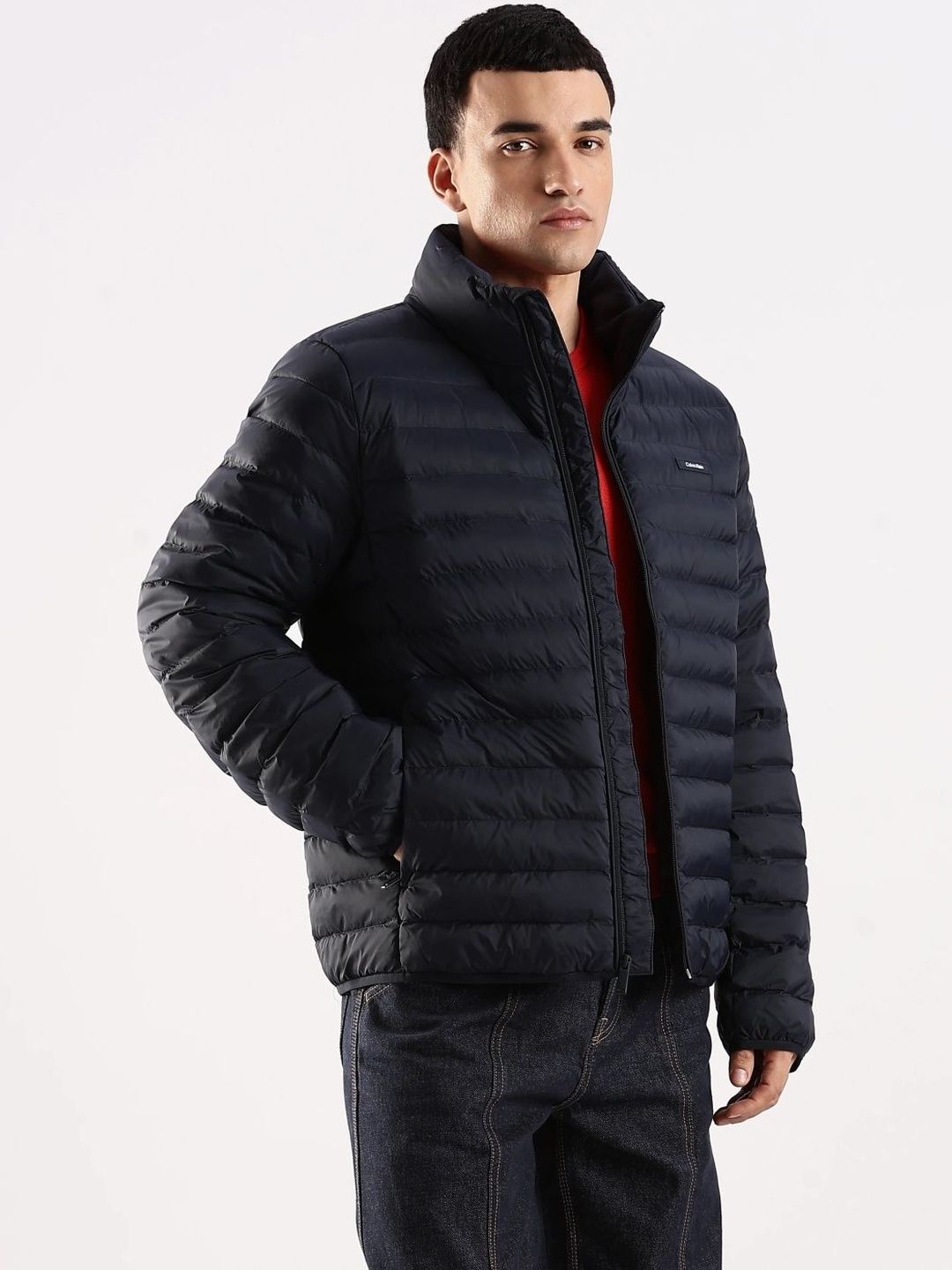 Calvin Klein Jeans Men Stand Collar Solid Padded Jacket-picture-56