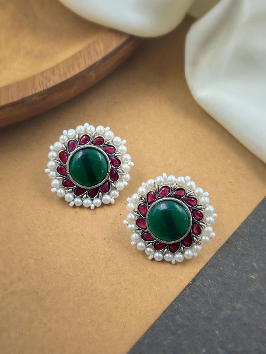 NAMAN ARTS Floral Studs Earrings-picture-27