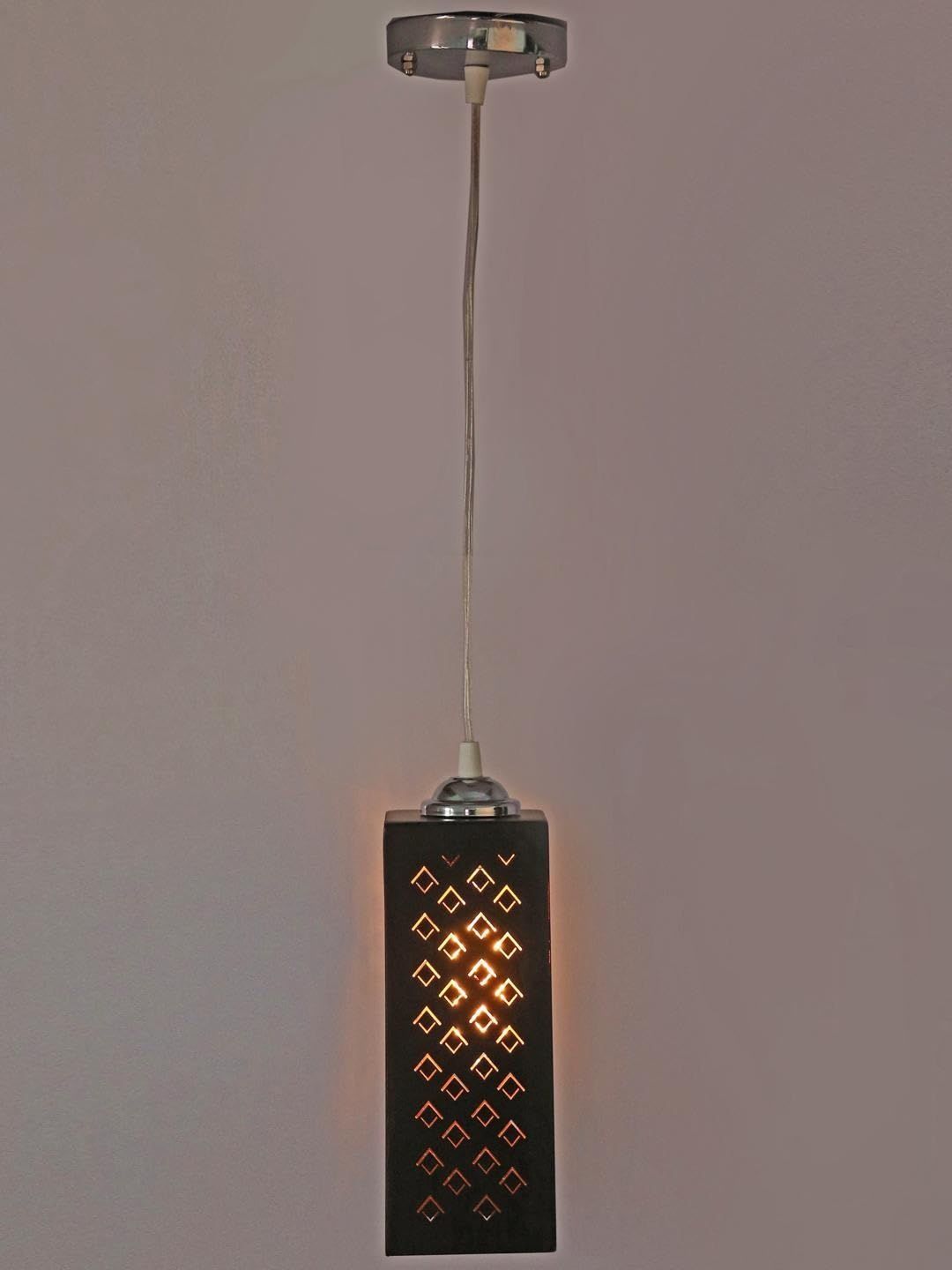 1ST TIME Black & Steel Textured Metal Rectangle Shaped Ceiling Lamp-image-2