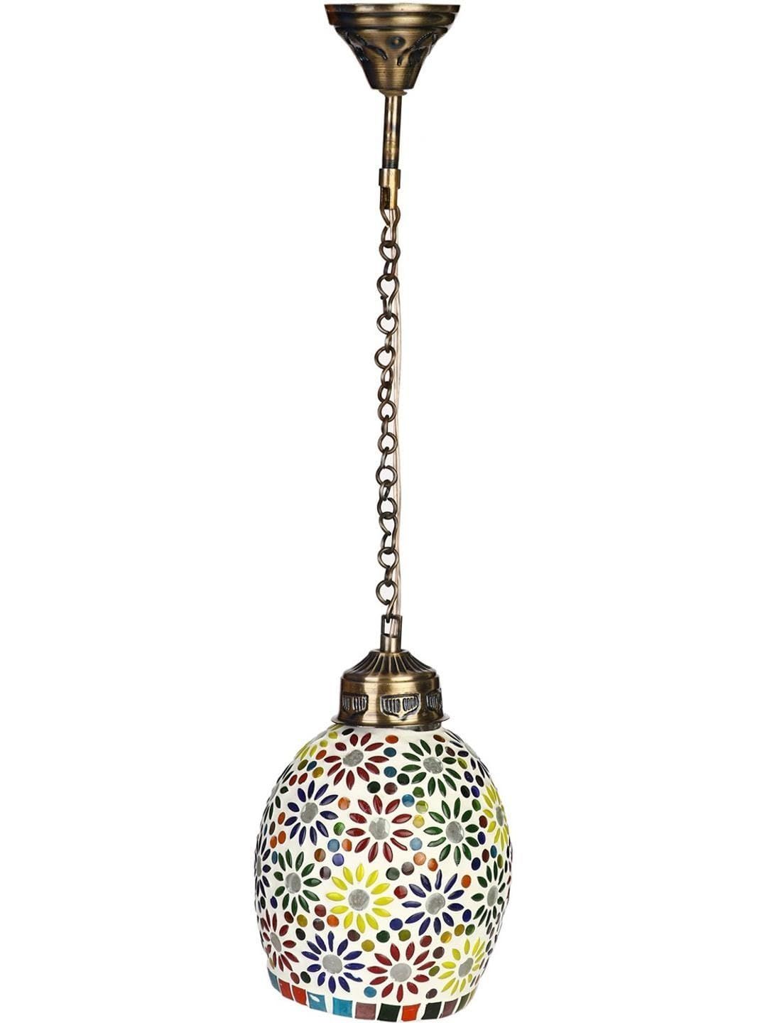 1ST TIME White & Yellow Textured Bell Shaped Hanging Ceiling Lamp-picture-33