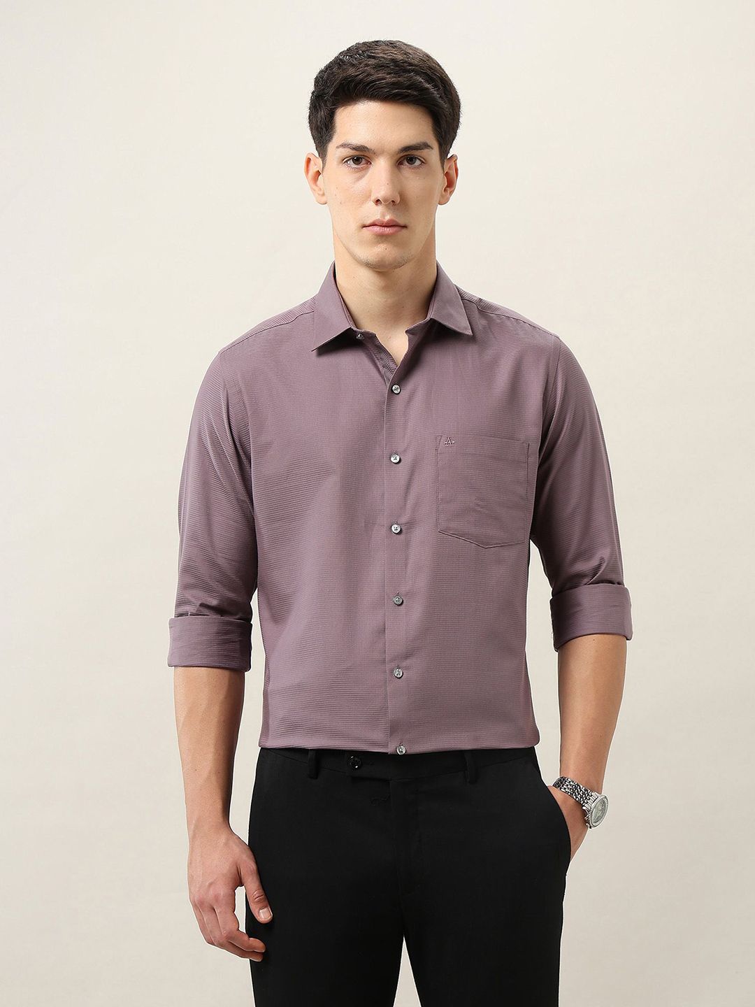 Arrow Men Liberty Classic Fit Textured Pure Cotton Formal Shirt-picture-12