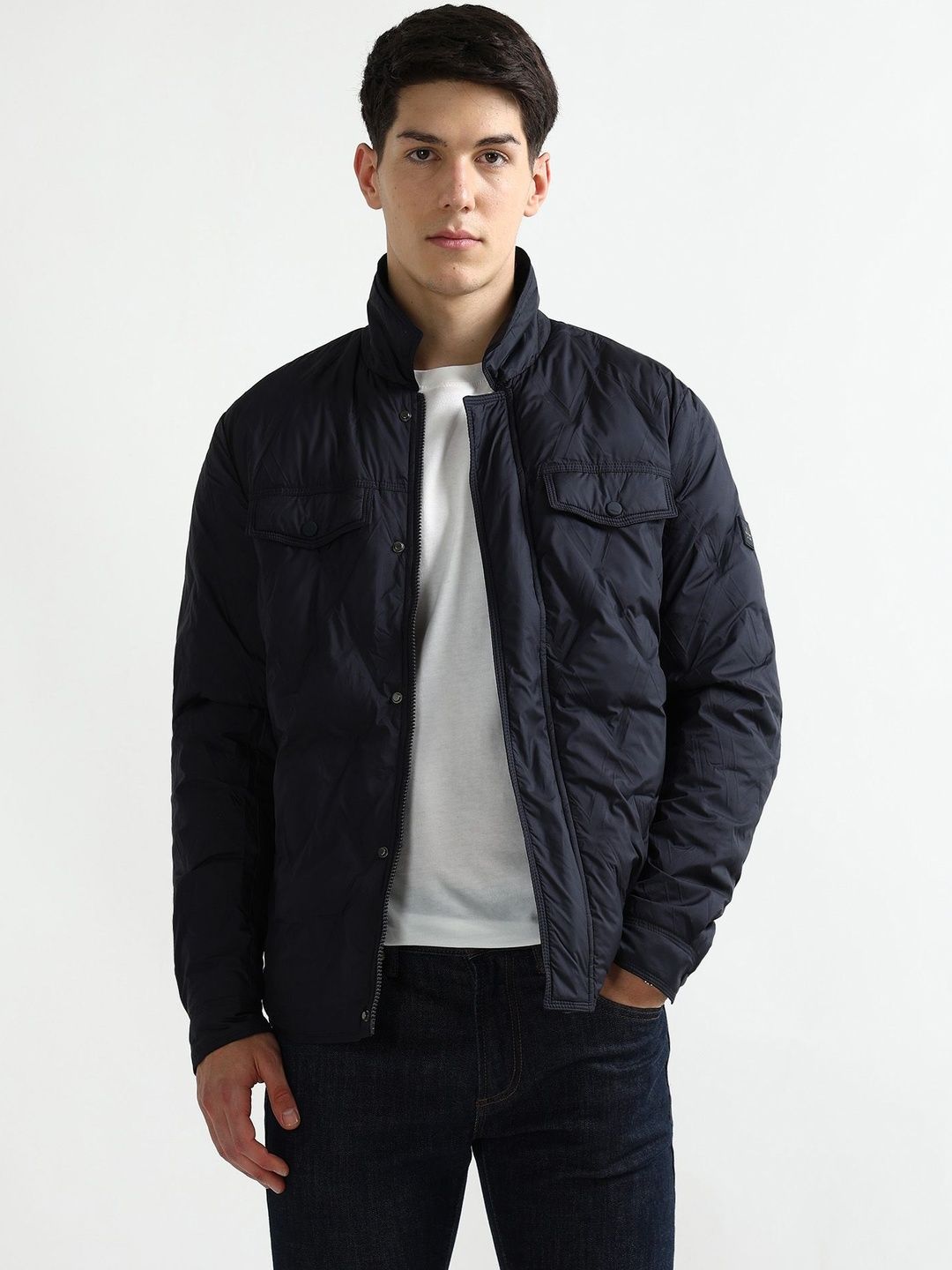 Arrow Sport Men Stand Collar Solid Lightweight Padded Jacket-picture-20