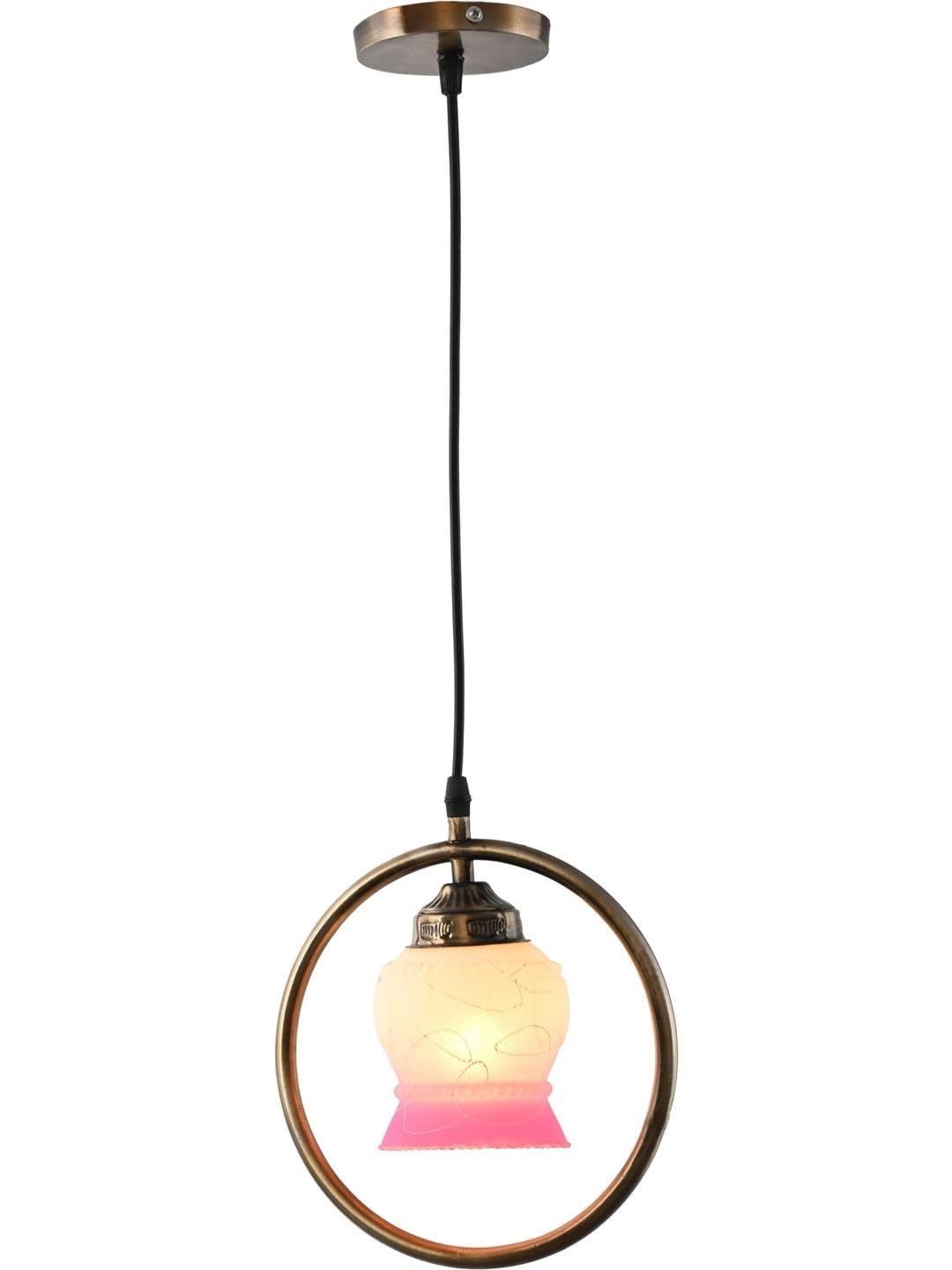1ST TIME White & Pink Textured Bell Shaped Hanging Ceiling Lamp-picture-14