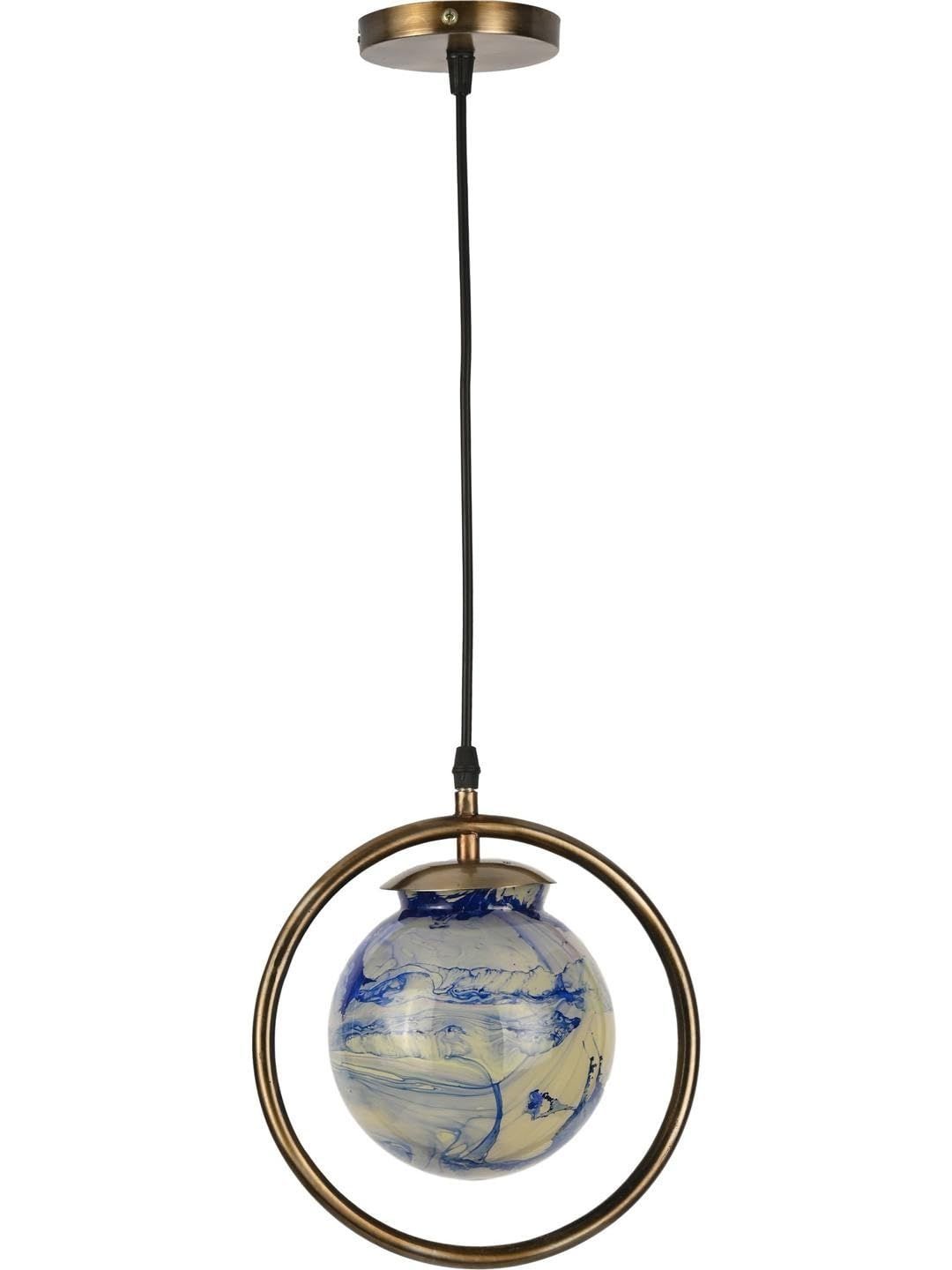 1ST TIME Blue & Gold-Toned Printed Spherical Ceiling Lamp-picture-18