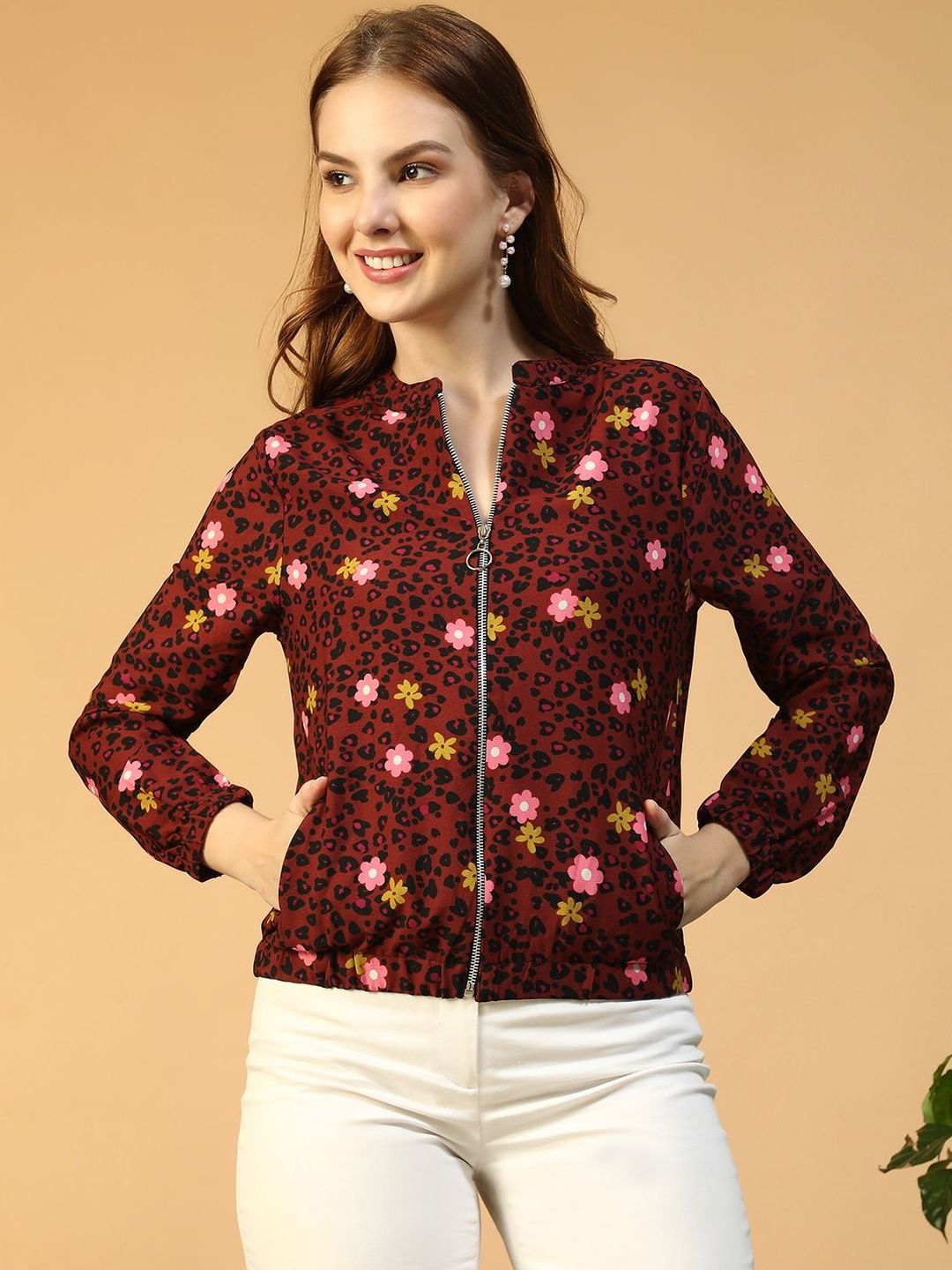 Oxolloxo Women Floral Lightweight Bomber Jacket-picture-19