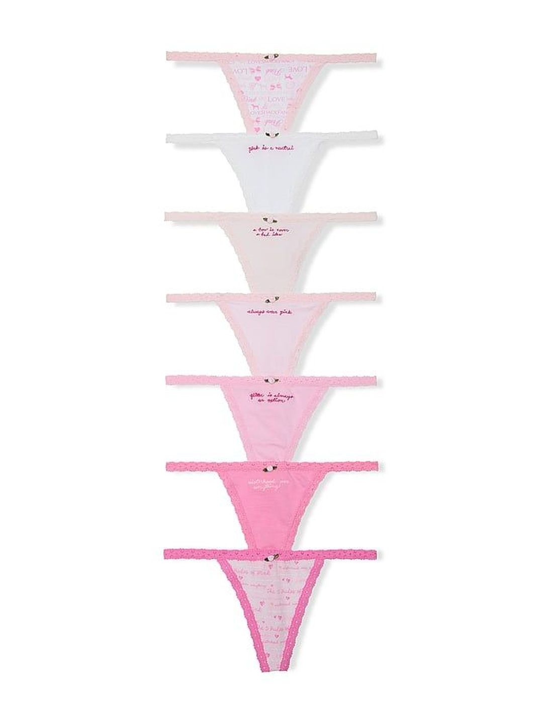 Victoria's Secret PINK Pack Of 7 Typography Printed Low-Rise Bikini Briefs-picture-18