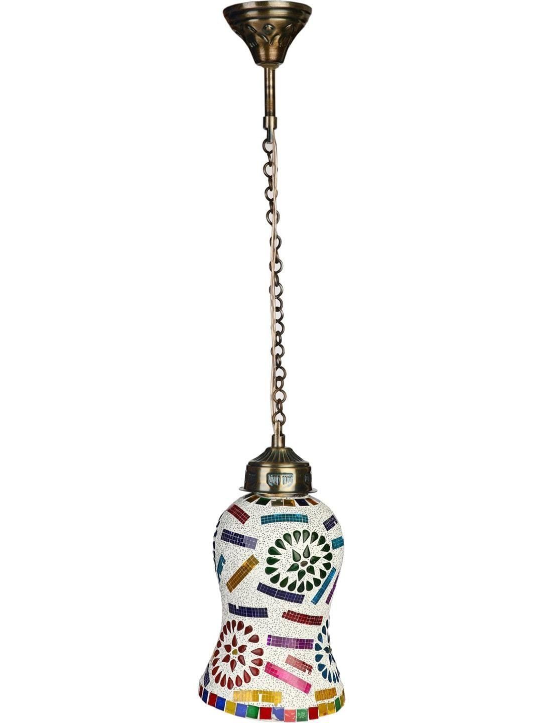1ST TIME White & Blue Textured Bell Shaped Hanging Ceiling Lamp-picture-35