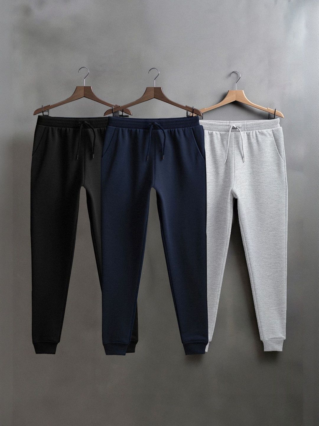 Trendyol Pack Of 3 Men Cotton Mid-Rise Inner Elastic Joggers Lounge Pants-picture-13