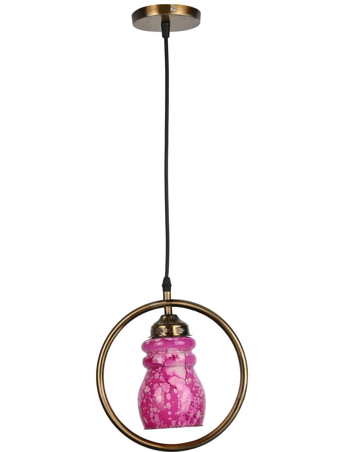 1ST TIME Pink & Gold-Toned Textured Spherical Ceiling Lamp-image-30