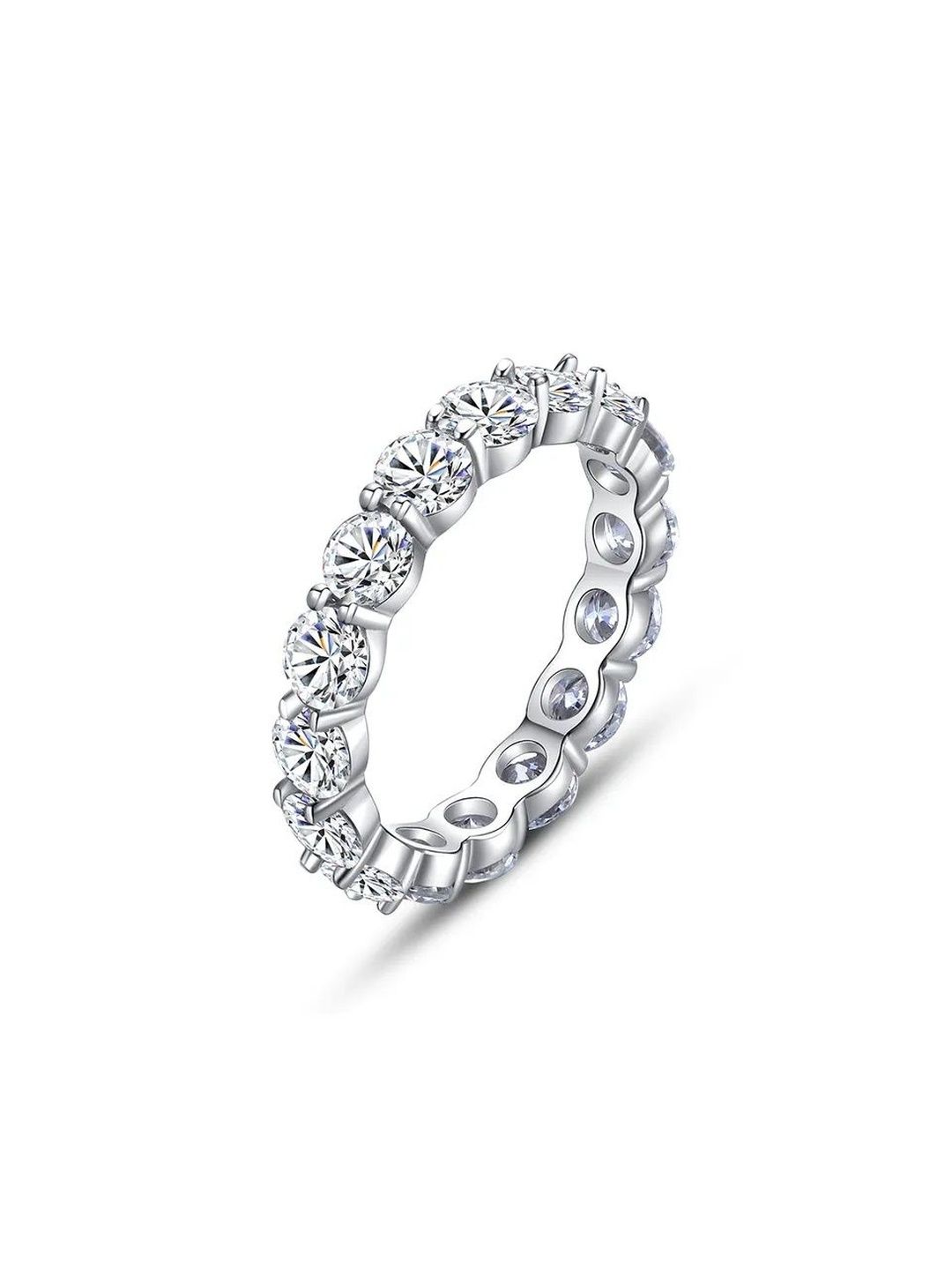 MYSTICFLAVIA Parisian Solitaire Band Moissanite Silver Ring-image-18