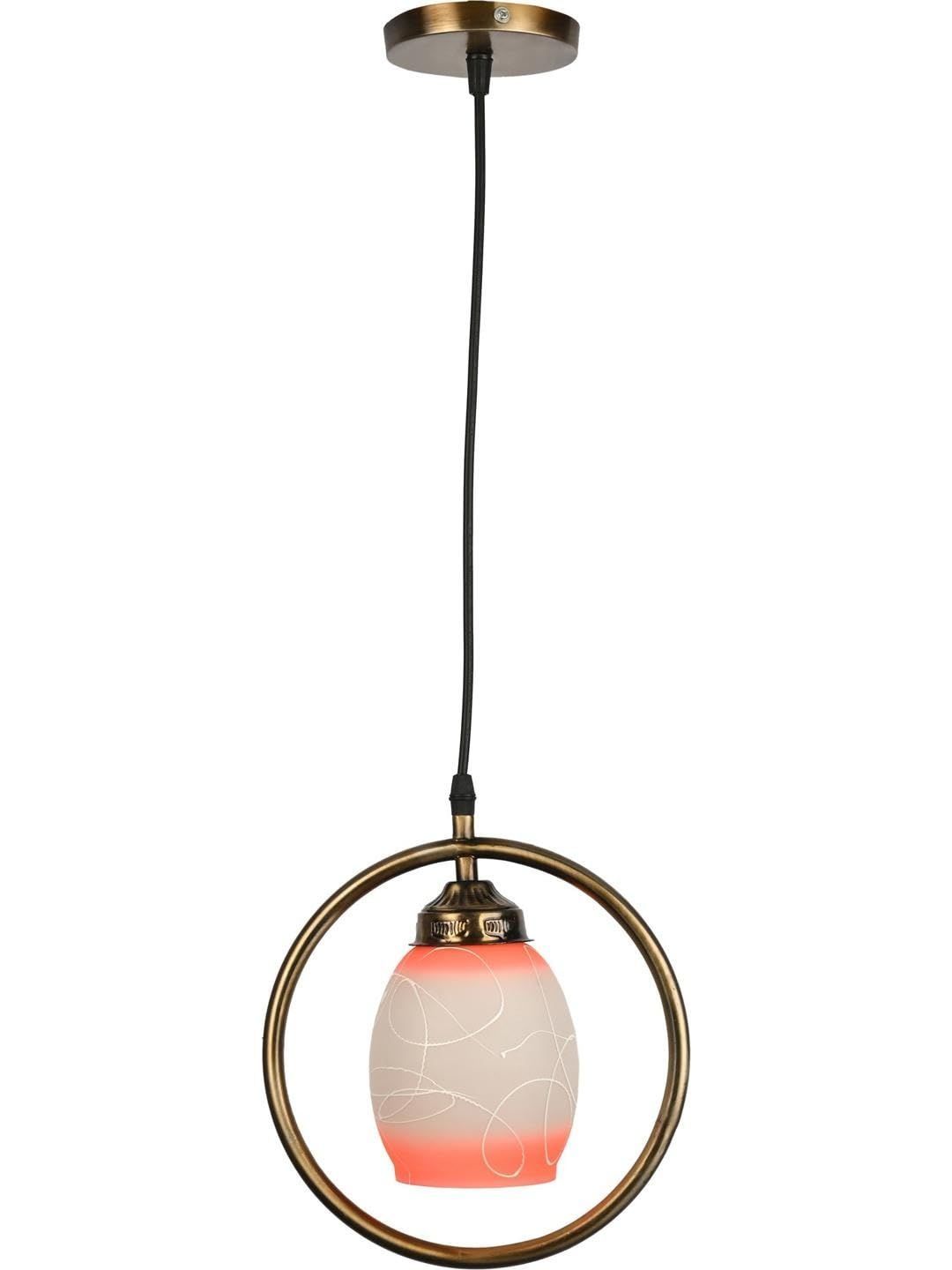 1ST TIME White & Orange Printed Bell Shaped Hanging Ceiling Lamp-image-23