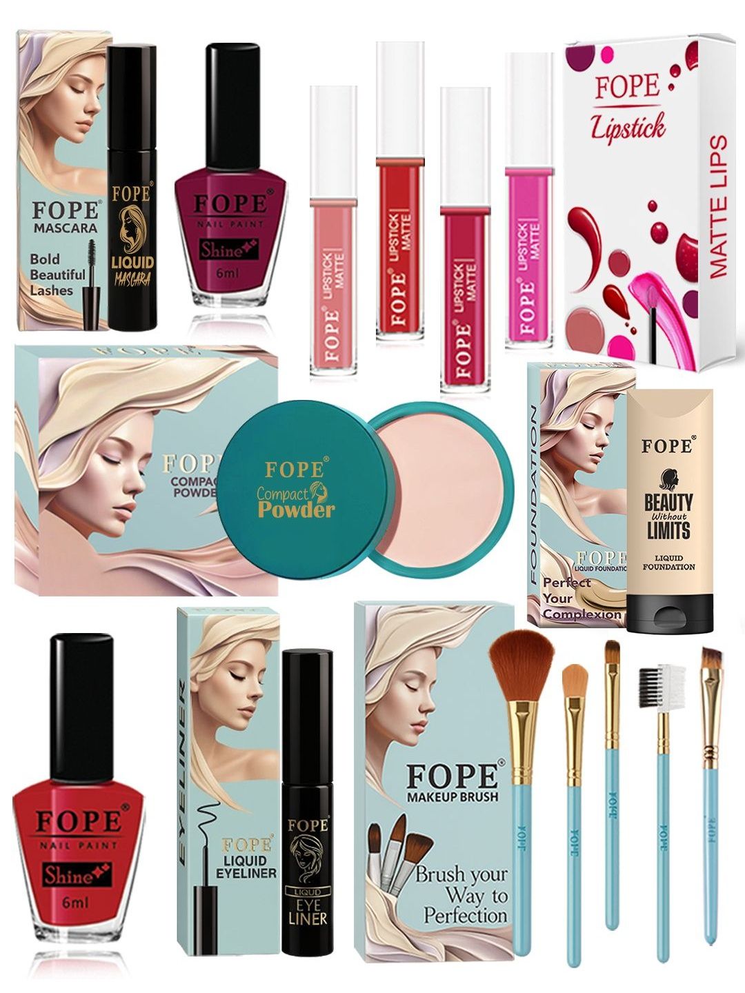 FOPE Set Of 15 All In One Long Lasting Glam Makeup Combo-image-29